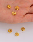 24K Gold Vermeil 8-9mm Flower Bead Caps, Gold Plated Bead Caps, 925 Solid Silver Bead Caps in Gold, Spacer Bead Caps, Jewelry Making, VM6A-B