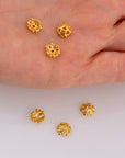 925 Sterling Silver & 24K Gold Vermeil Flower Bead Caps, Bead Caps, Gold Bead Caps, Silver Spacer Bead Caps, Jewelry Crafting, M/VM6A-B
