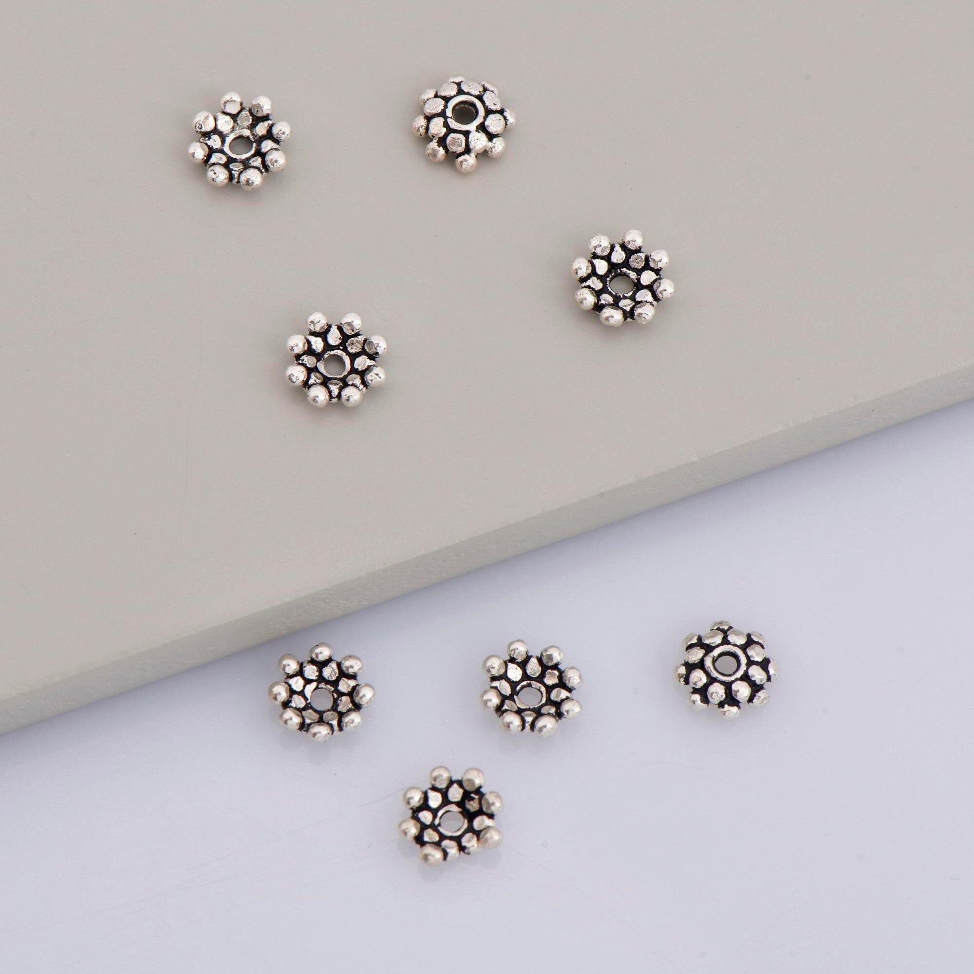 925 Sterling Silver 7.5mm Bead Caps, Silver Bead Caps, Oxidized Silver Bead Caps, Jewelry Spacer Bead Caps, Jewelry Crafting Supply, M7