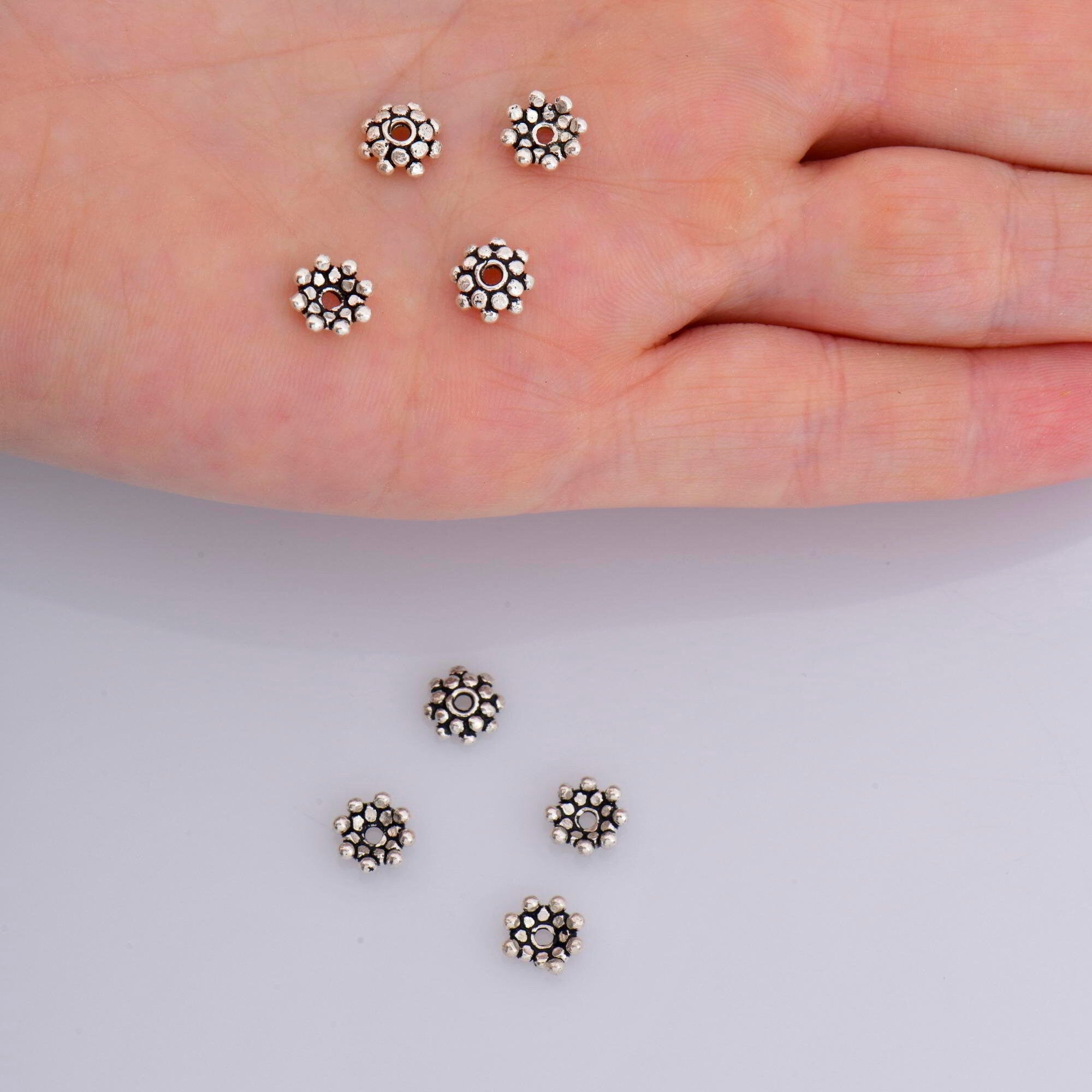 925 Sterling Silver 7.5mm Bead Caps, Silver Bead Caps, Oxidized Silver Bead Caps, Jewelry Spacer Bead Caps, Jewelry Crafting Supply, M7