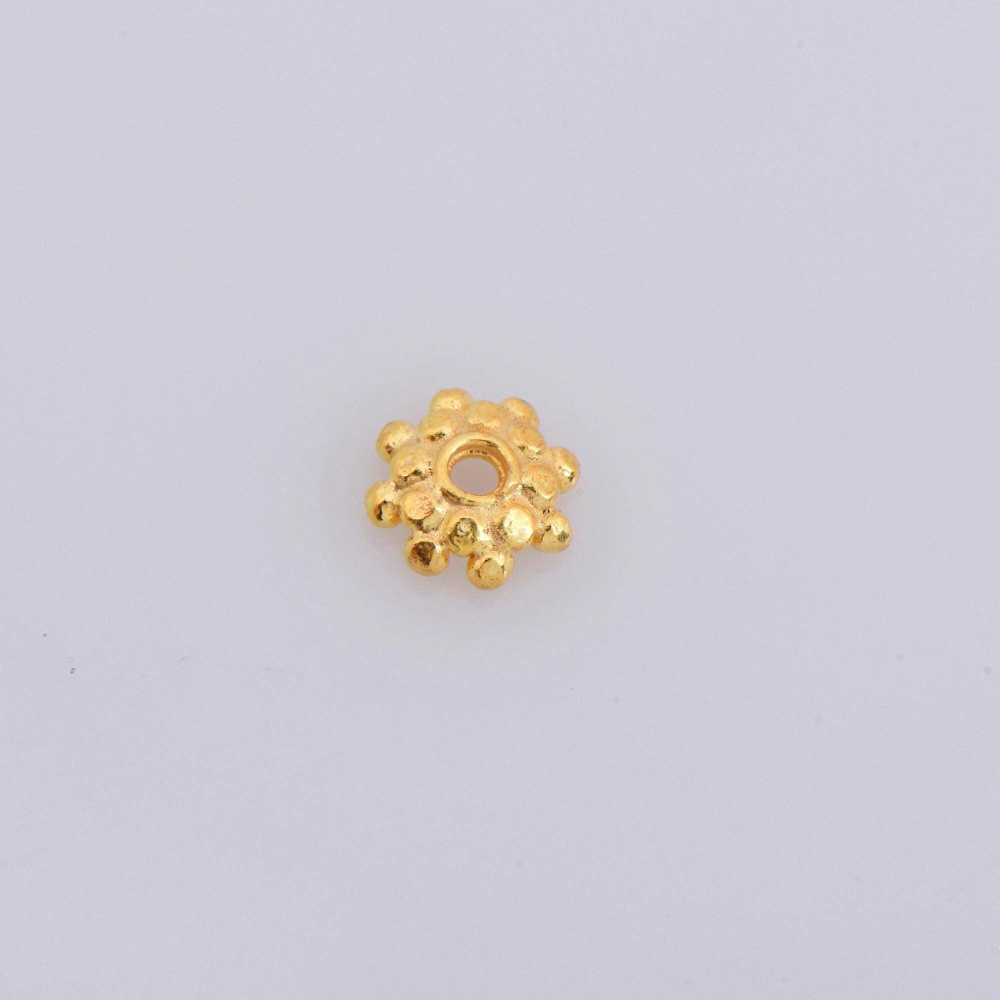 24K Gold Vermeil 7.5mm Bead Caps, Gold Plated Bead Caps, 925 Solid Silver Bead Caps in Gold, Spacer Bead Caps, Jewelry Craft Supply, VM7