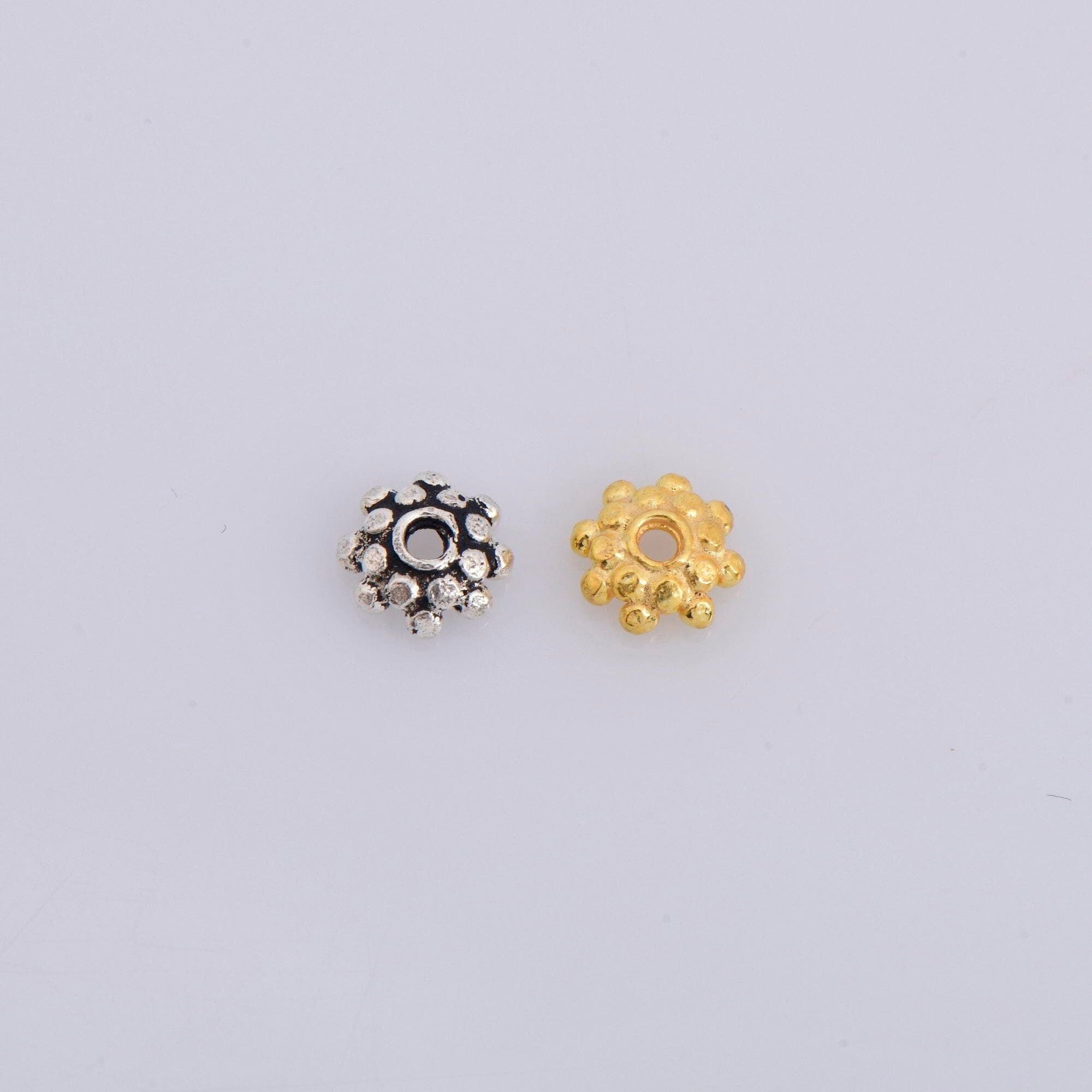 925 Sterling Silver & 24K Gold Vermeil 7.5mm Bead Caps, Gold Bead Caps, Solid Silver Bead Caps in Gold, Jewelry Spacer Bead Caps, VM7-M7