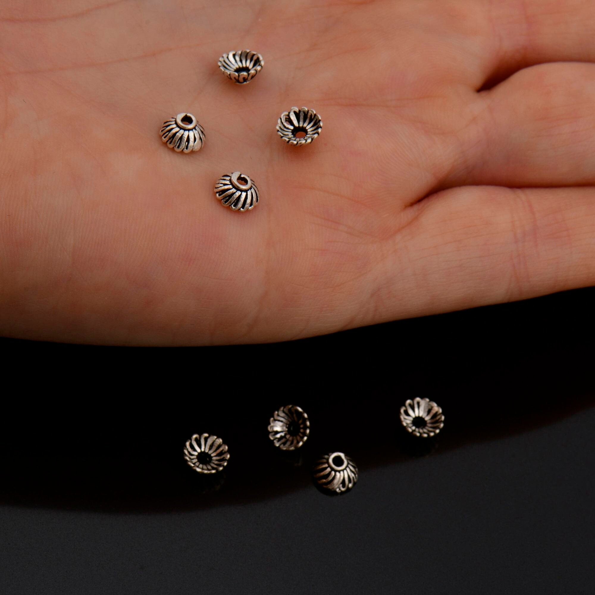 925 Sterling Silver 6mm Bead Caps, Silver Bead Caps, Oxidized Solid Silver Bead Caps, Jewelry Spacer Bead Caps, Jewelry Craft Supply, M8A