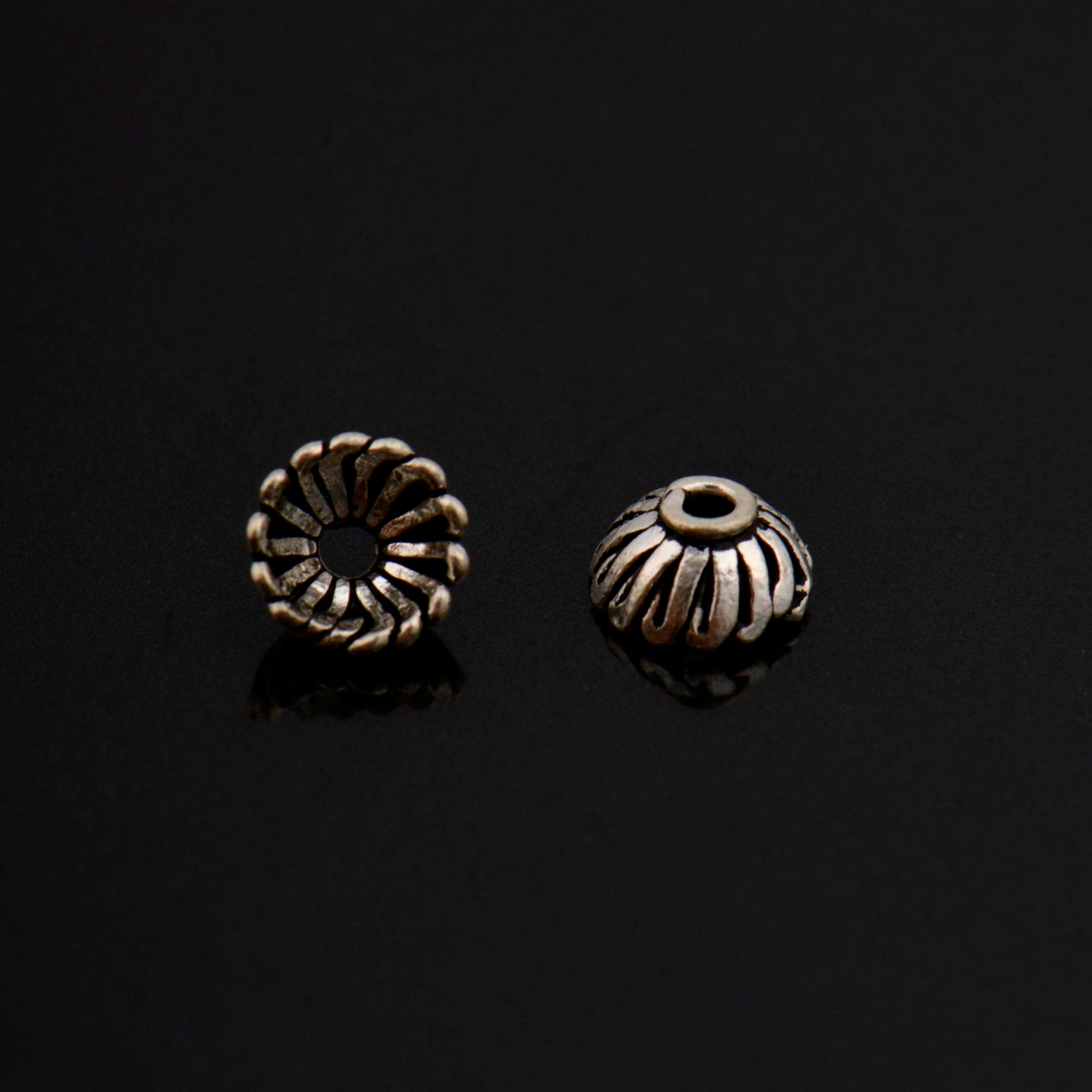 925 Sterling Silver 6.5mm Bead Caps, Silver Bead Caps, Oxidized Solid Silver Bead Caps, Jewelry Spacer Bead Caps, Jewelry Craft Supply, M8B