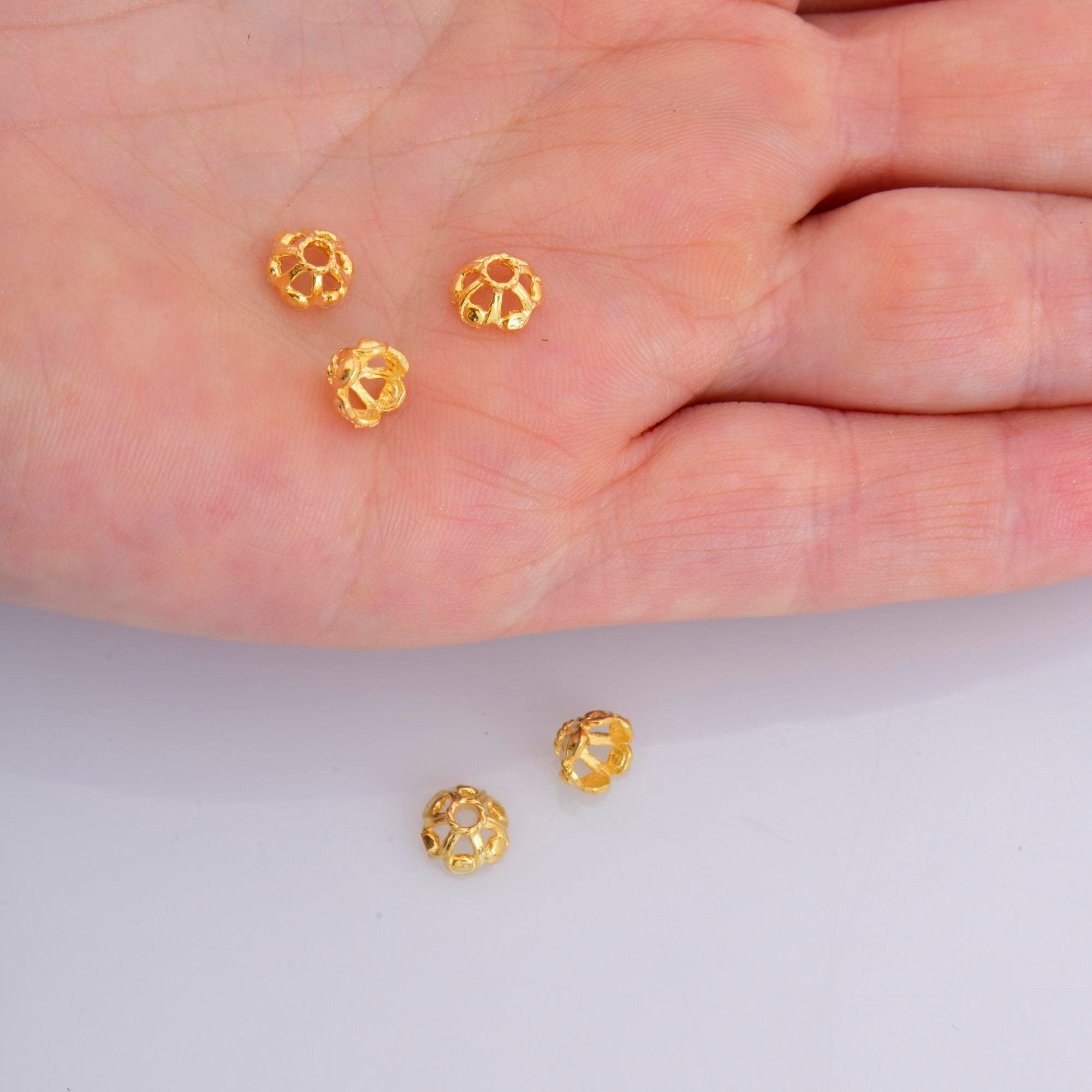 24K Gold Vermeil 6.5mm Bead Caps, Gold Plated Bead Caps, 925 Solid Silver Bead Caps in Gold, Spacer Bead Caps, Jewelry Craft Supply, VM9