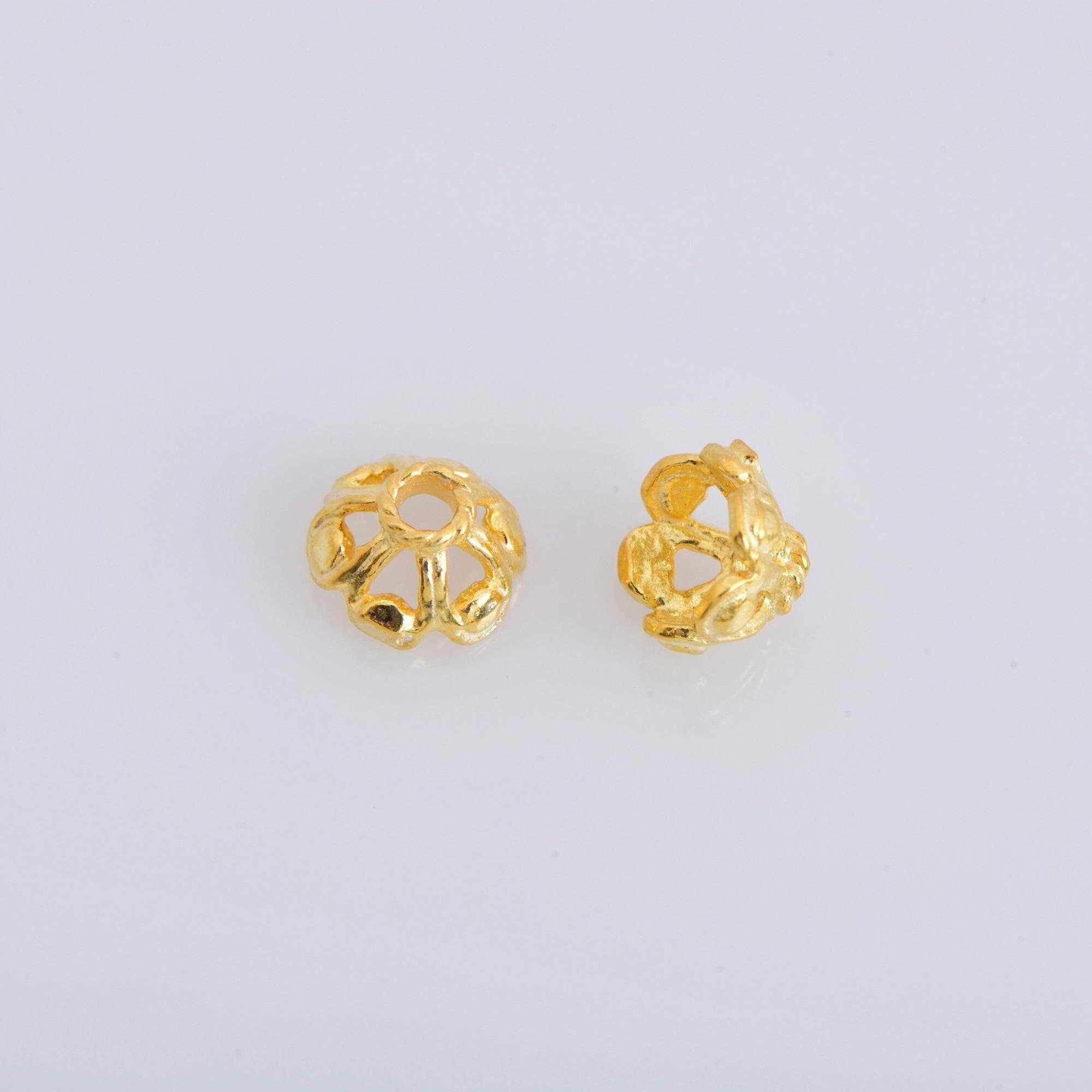 24K Gold Vermeil 6.5mm Bead Caps, Gold Plated Bead Caps, 925 Solid Silver Bead Caps in Gold, Spacer Bead Caps, Jewelry Craft Supply, VM9