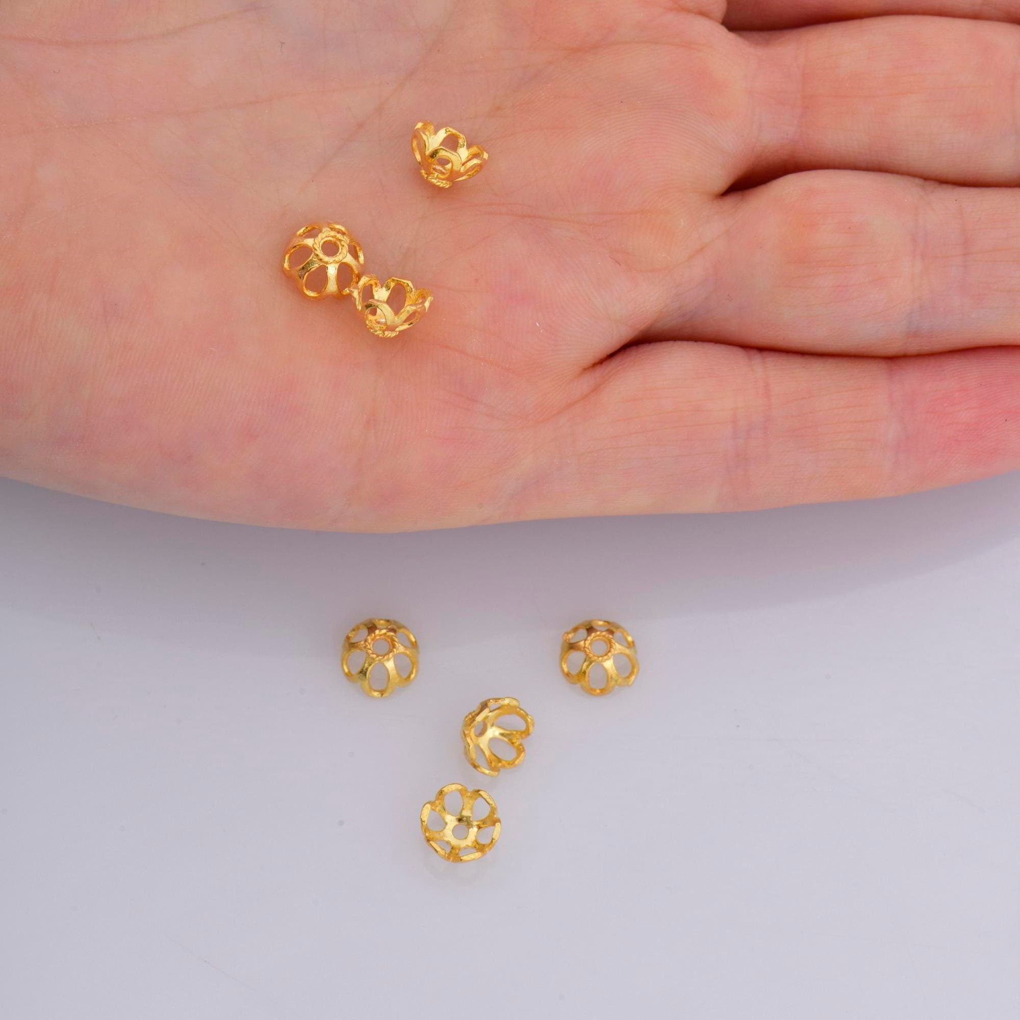 925 Sterling Silver & 24K Gold Vermeil 7.5mm Bead Caps, Silver Bead Caps in Gold, Gold Plated Bead Caps, Jewelry Spacer Bead Caps, VM10/M10