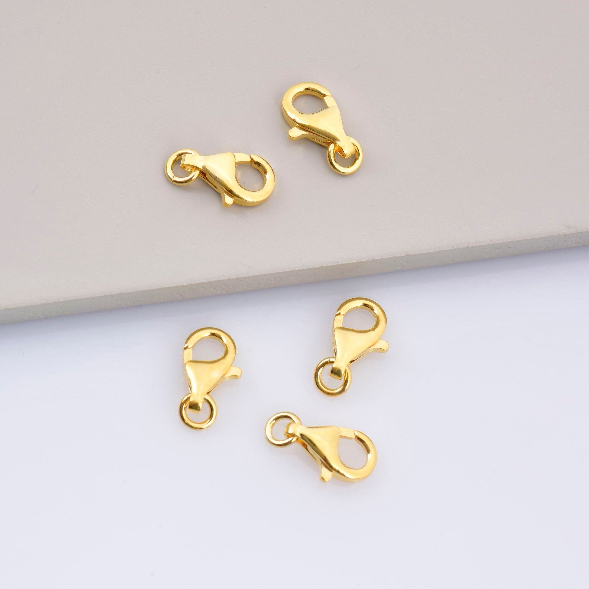 24K Gold Vermeil Lobster Clasp, 925 Solid Silver Trigger Clasp, Gold Plated Spring Clasp, Jewelry Supplies, Jewelry Making Findings, VM54C