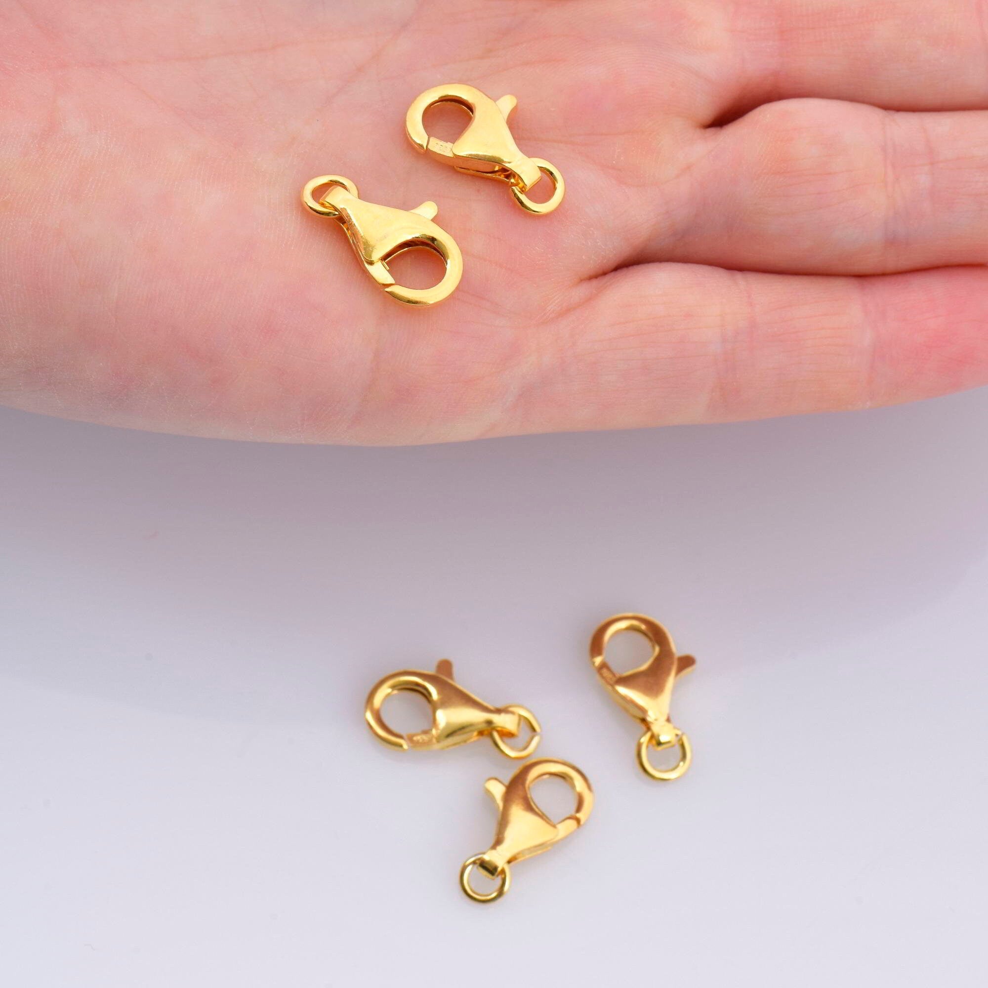24K Gold Vermeil Lobster Clasp, 925 Solid Silver Trigger Clasp, Gold Plated Spring Clasp, Jewelry Supplies, Jewelry Making Findings, VM54D