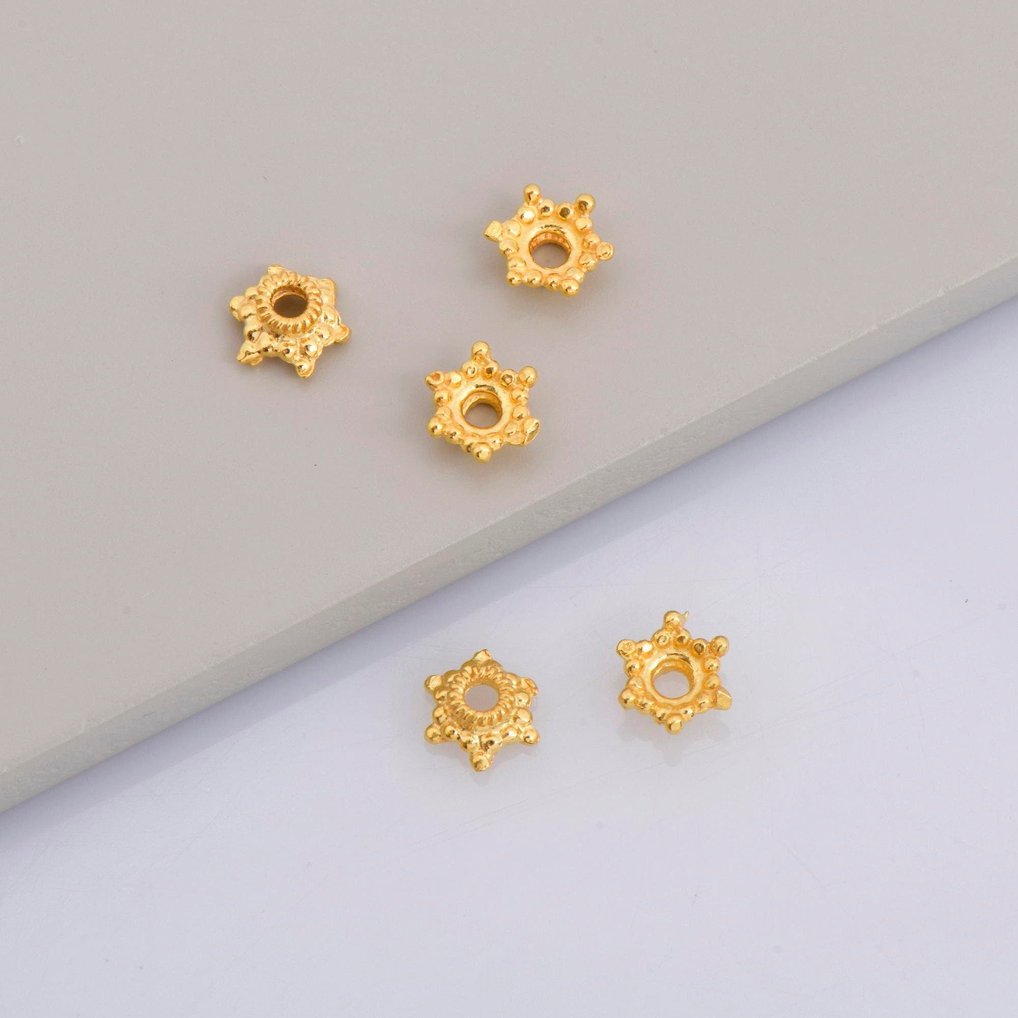 925 Sterling Silver & 24K Gold Vermeil 7.5mm Bead Caps, Silver Bead Caps in Gold, Gold Plated Bead Caps, Jewelry Spacer Bead Caps, VM11/M11