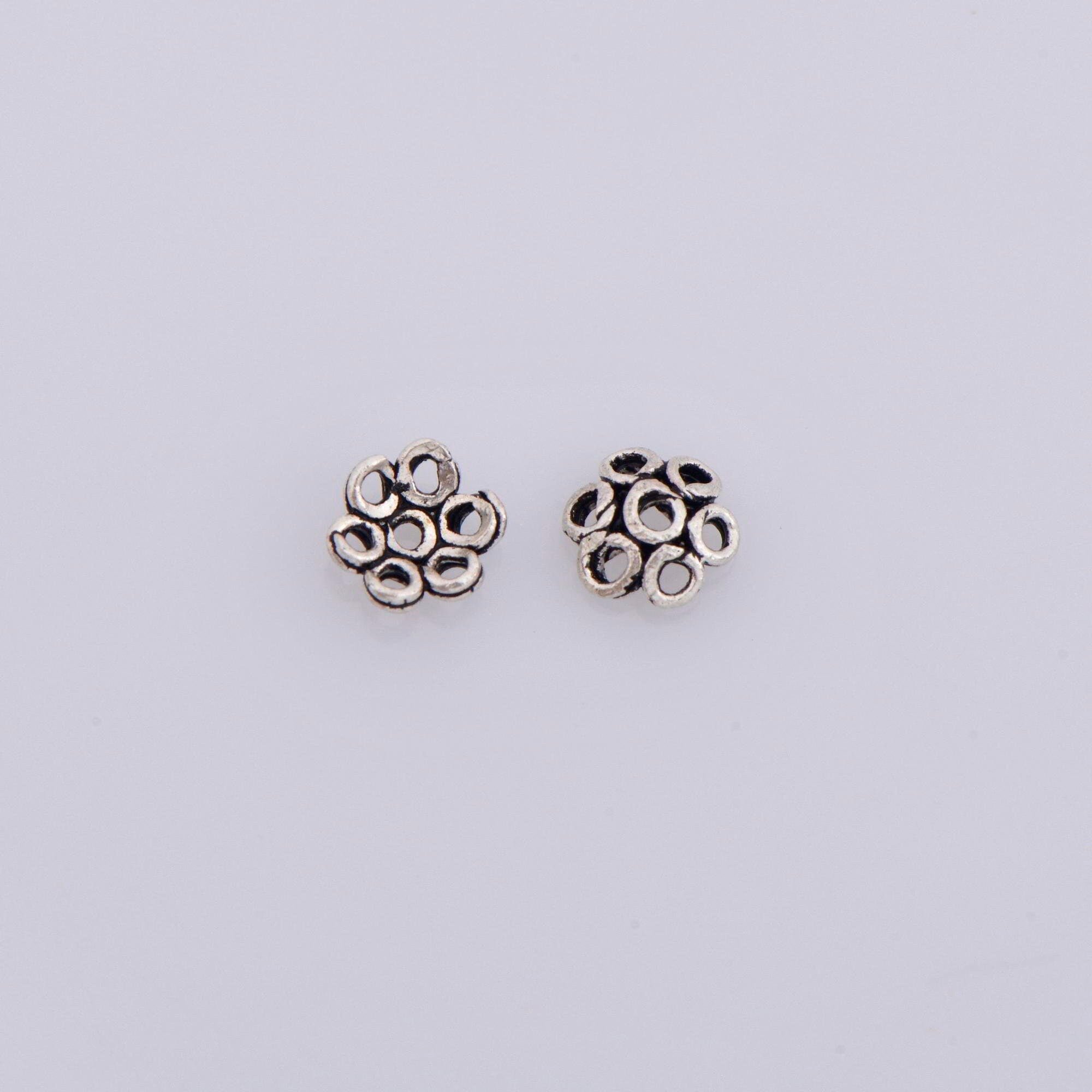925 Sterling Silver 5.5mm Bead Caps, Silver Bead Caps, Oxidized Solid Silver Bead Caps, Jewelry Spacer Bead Caps, Jewelry Craft Supply, M12