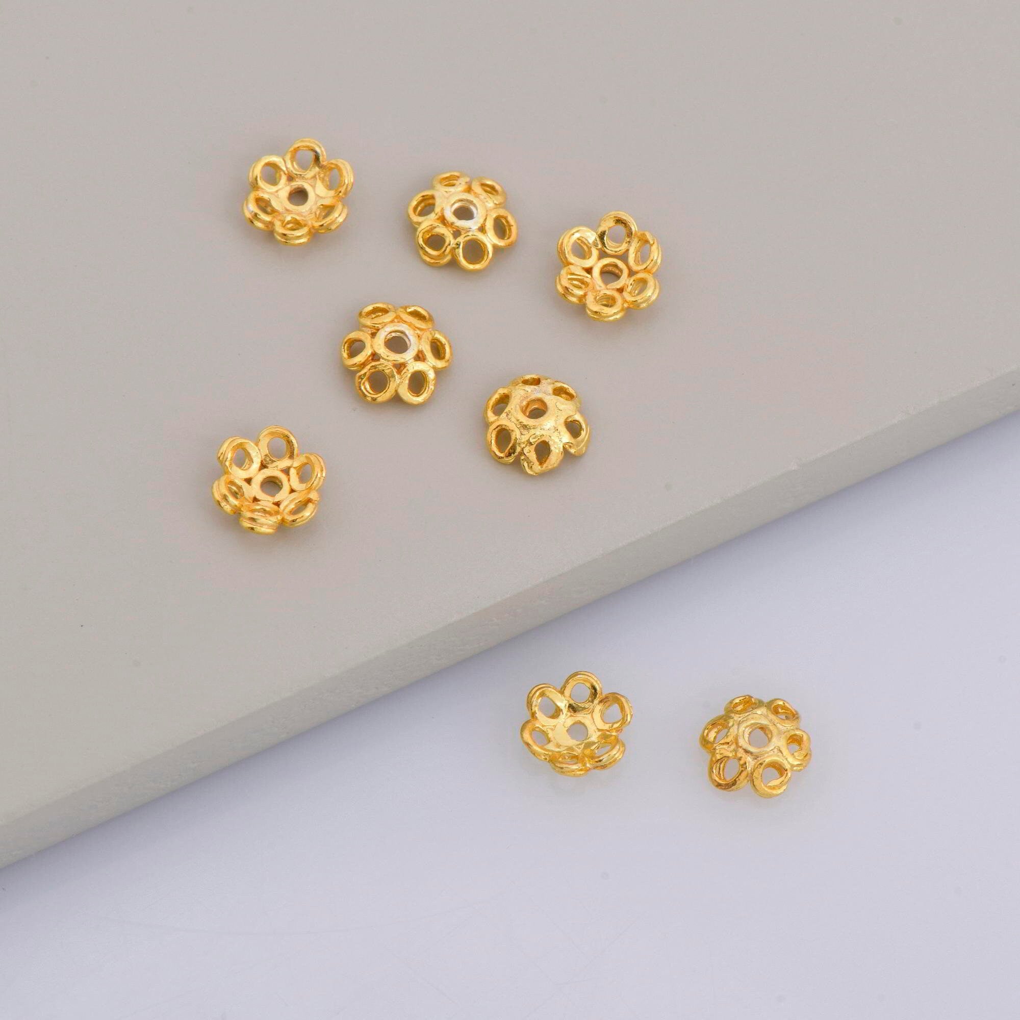 24K Gold Vermeil 5.5mm Bead Caps, Gold Plated Bead Caps, 925 Solid Silver Bead Caps in Gold, Spacer Bead Caps, Jewelry Craft Supply, VM12