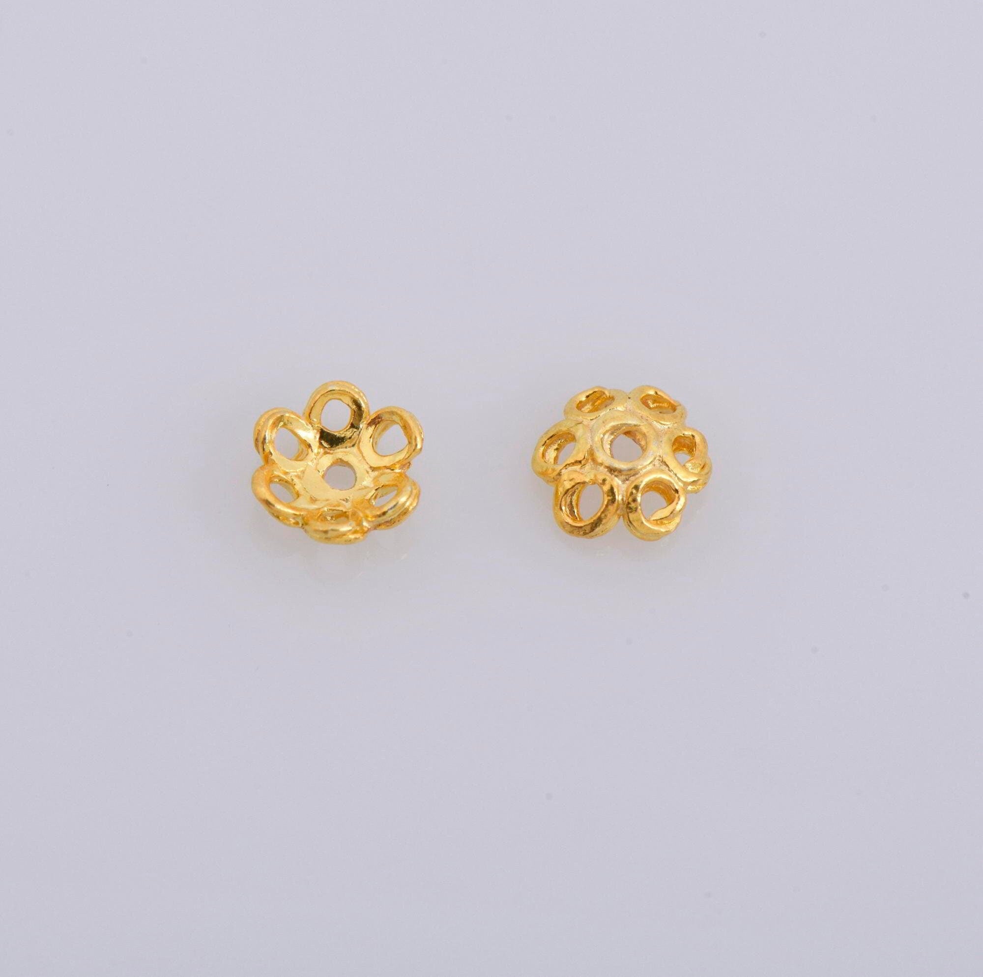 24K Gold Vermeil 5.5mm Bead Caps, Gold Plated Bead Caps, 925 Solid Silver Bead Caps in Gold, Spacer Bead Caps, Jewelry Craft Supply, VM12
