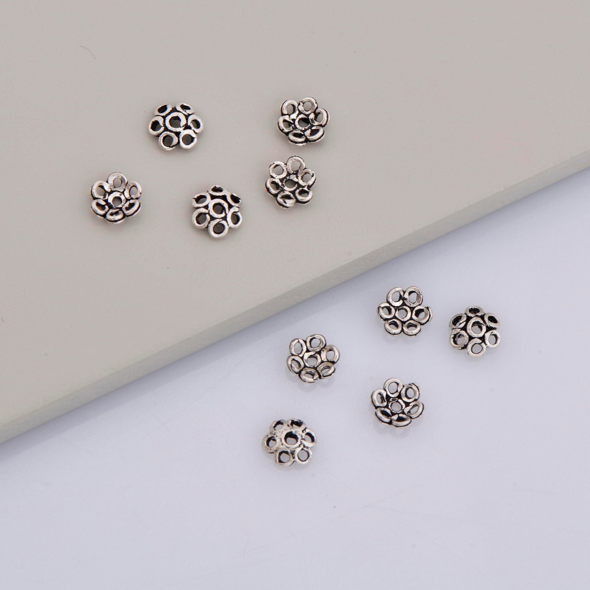 925 Sterling Silver & 24K Gold Vermeil 5.5mmBead Caps, Silver Bead Caps in Gold, Gold Plated Bead Caps, Jewelry Spacer Bead Caps, VM12/M12