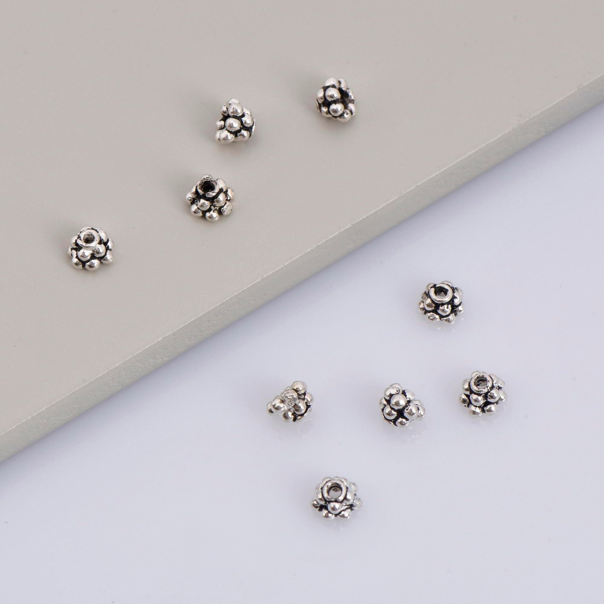 925 Sterling Silver 5mm Bead Caps, Silver Bead Caps, Oxidized Solid Silver Bead Caps, Jewelry Spacer Bead Caps, Jewelry Craft Supply, M13