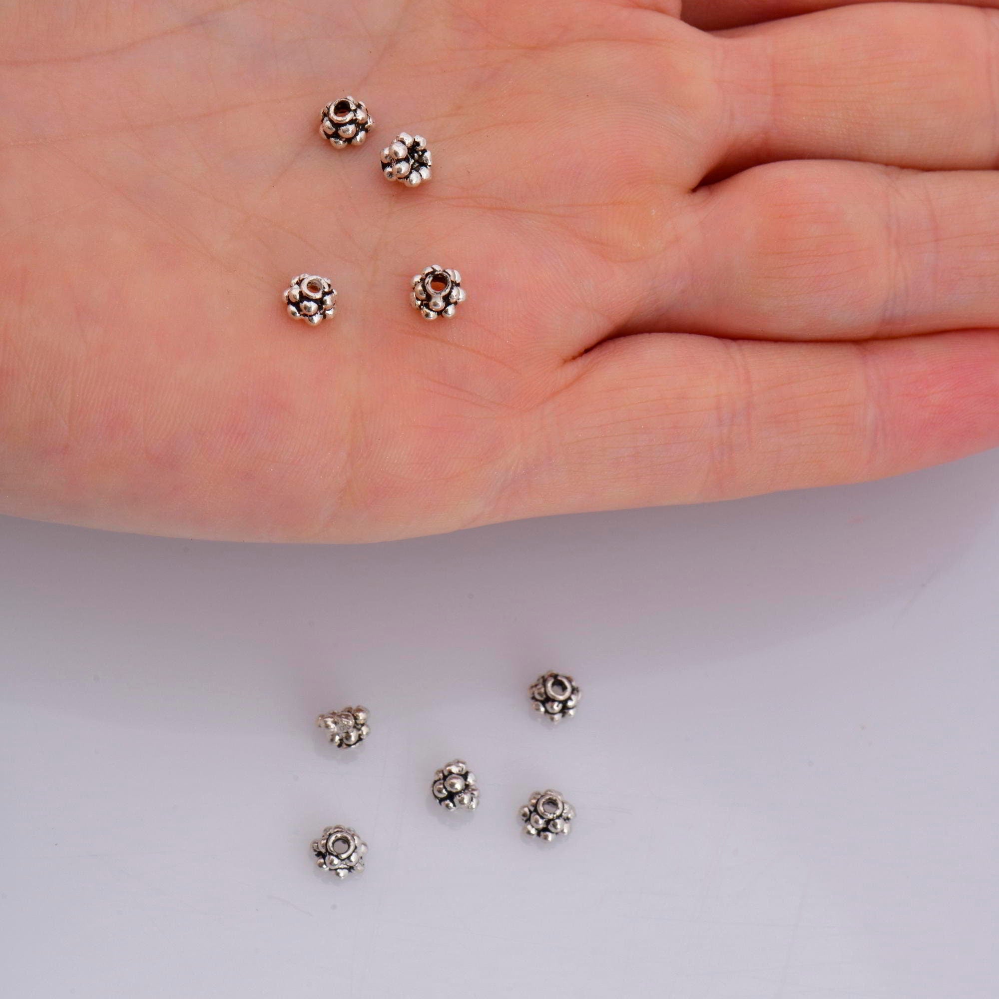 925 Sterling Silver 5mm Bead Caps, Silver Bead Caps, Oxidized Solid Silver Bead Caps, Jewelry Spacer Bead Caps, Jewelry Craft Supply, M13