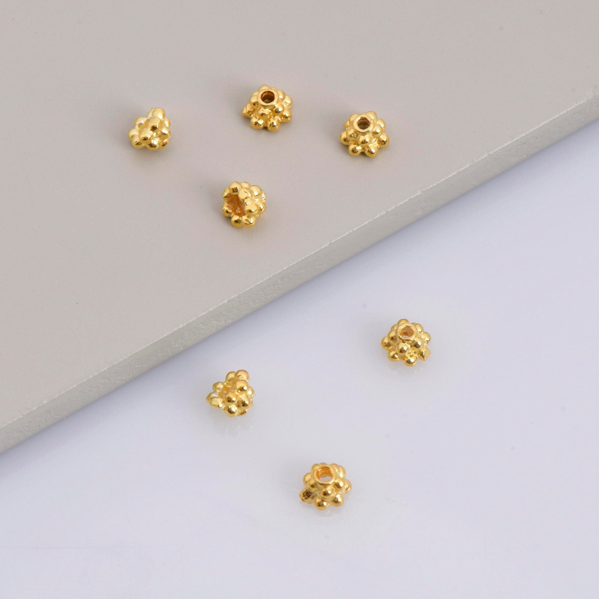 24K Gold Vermeil 5mm Bead Caps, Gold Plated Bead Caps, 925 Solid Silver Bead Caps in gold, Spacer Bead Caps, Jewelry Craft Supply, VM13