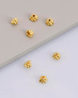 24K Gold Vermeil 5mm Bead Caps, Gold Plated Bead Caps, 925 Solid Silver Bead Caps in gold, Spacer Bead Caps, Jewelry Craft Supply, VM13