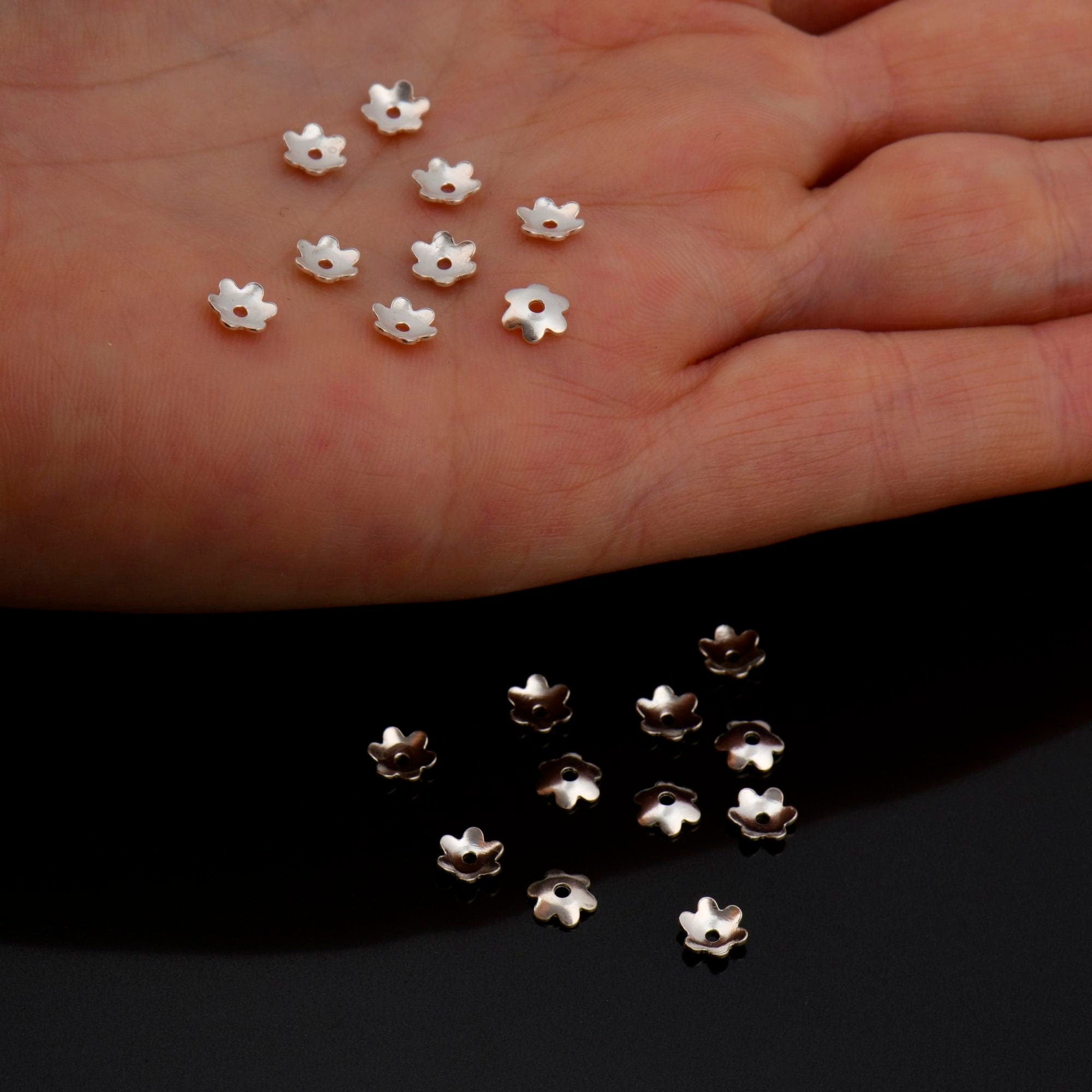 925 Sterling Silver 5mm Plain Bead Caps, Silver Shiny Plain Bead Caps, Oxidized Silver Bead Caps, Jewelry Spacer Bead Caps, M14B