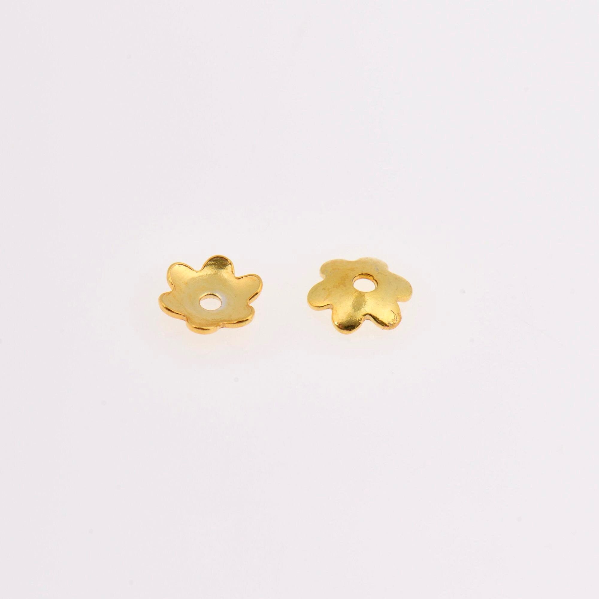 24K Gold Vermeil 5mm Plain Bead Caps, Gold Plated Shiny Plain Bead Caps, 925 Silver Bead Caps in Gold, Jewelry Spacer Bead Caps, VM14B