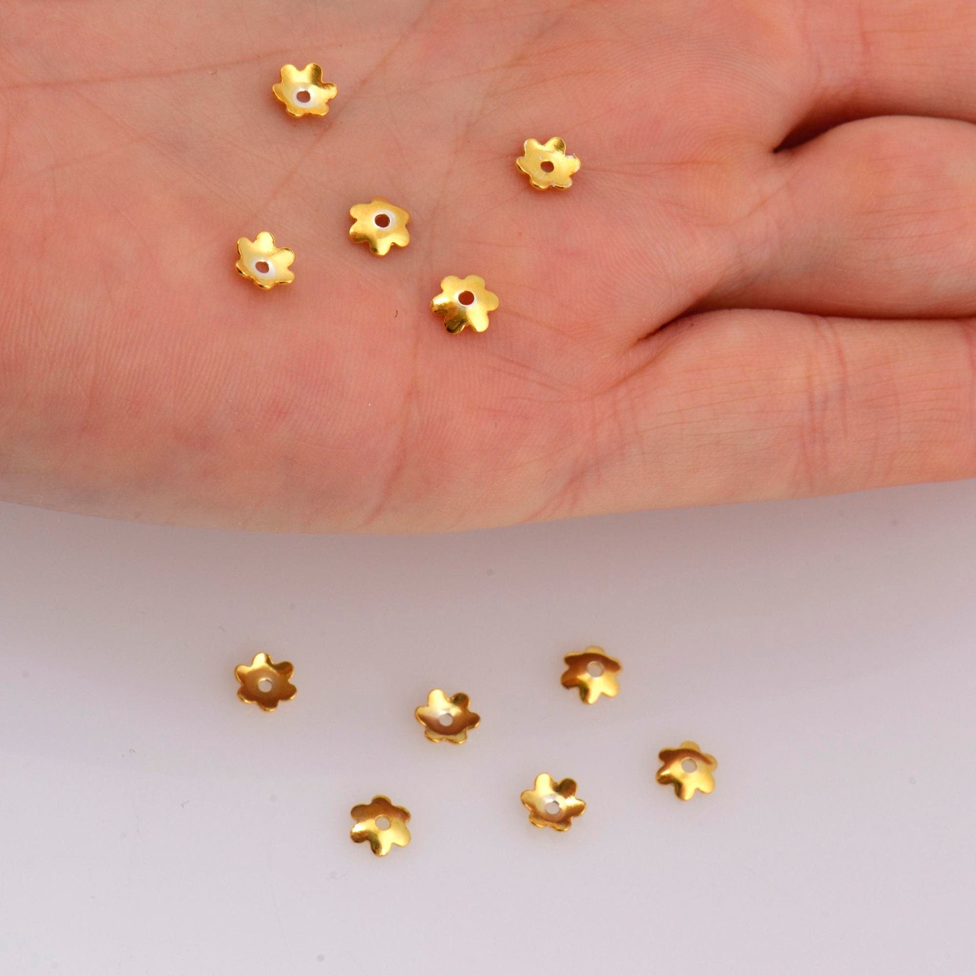 24K Gold Vermeil 5mm Plain Bead Caps, Gold Plated Shiny Plain Bead Caps, 925 Silver Bead Caps in Gold, Jewelry Spacer Bead Caps, VM14B