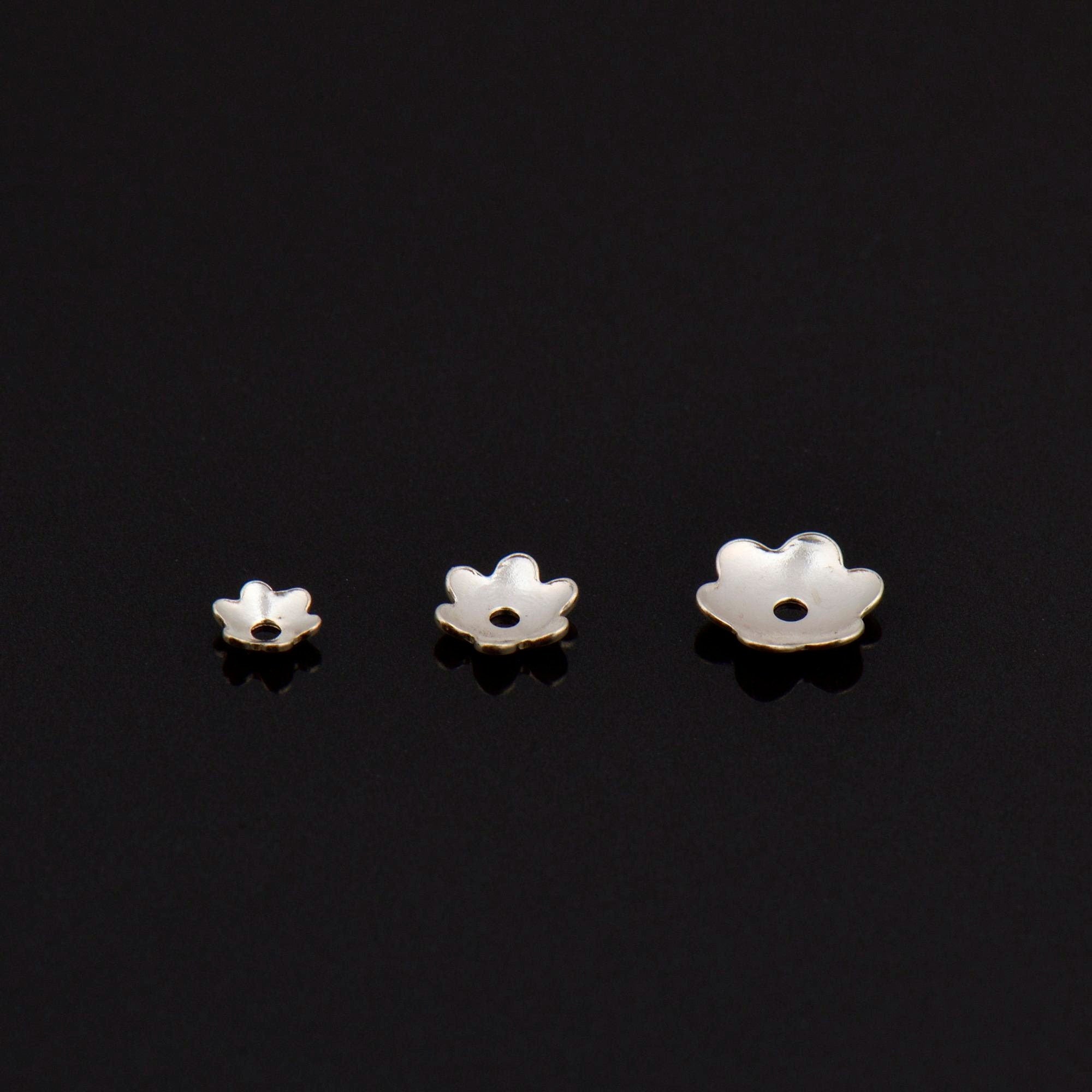 925 Sterling Silver & 24K Gold Vermeil Plain Bead Caps,Shiny Plain Bead Caps, Smooth Bead Caps, Jewelry Spacer Bead Caps, V/M14A-B-C