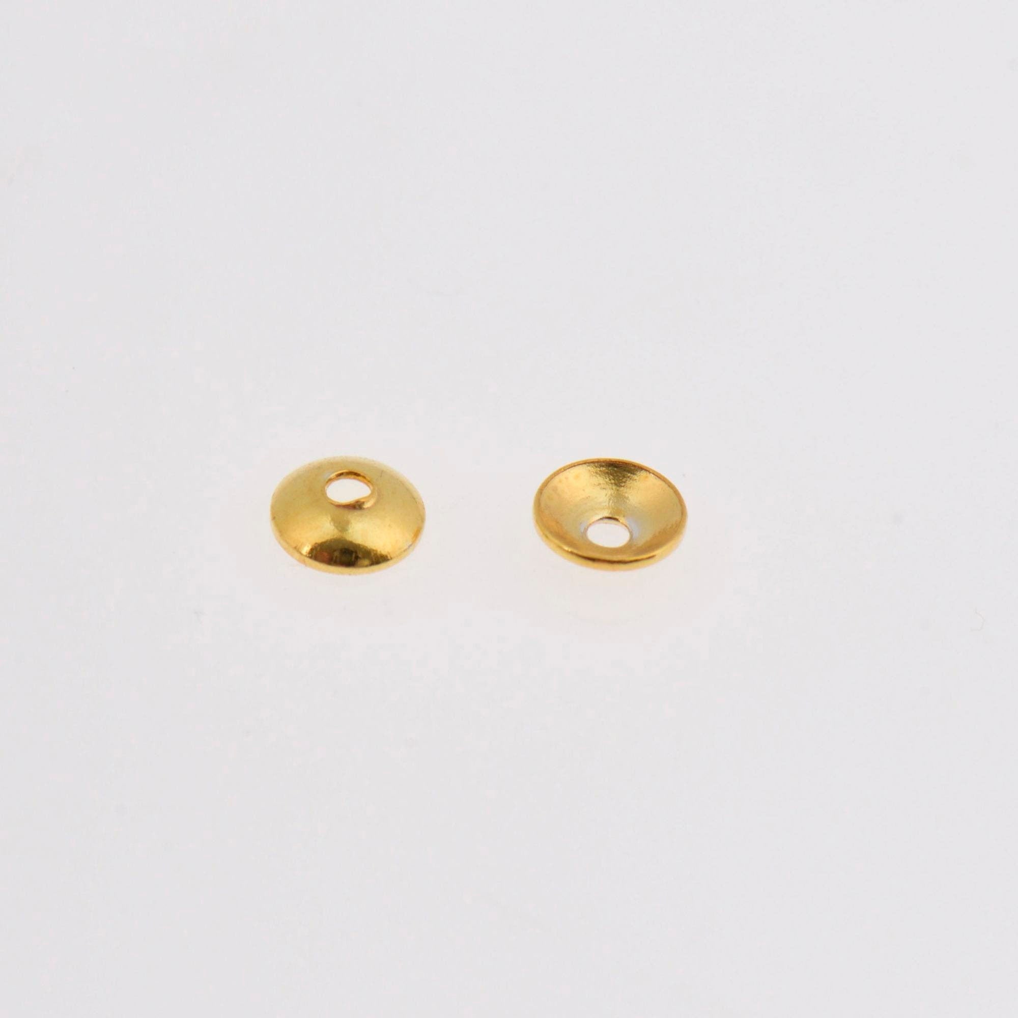 24K Gold Vermeil Plain Round Bead Caps, Gold Plated Shiny Round Bead Caps, 925 Silver Spacer Bead in Gold, Jewelry Making Supply, VM15A