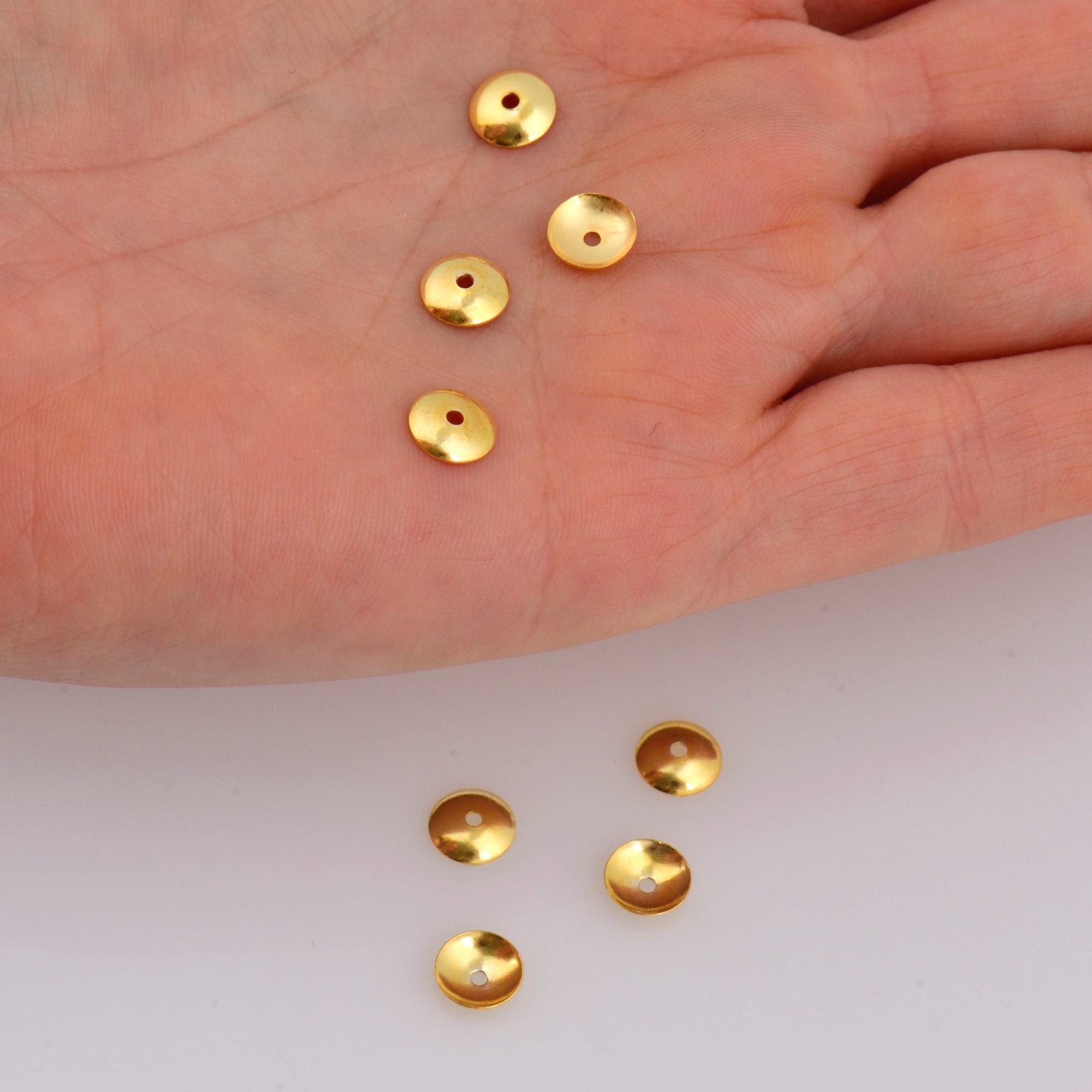 24K Gold Vermeil Plain Round Bead Caps, Gold Plated Shiny Round Bead Caps, 925 Silver Spacer Bead in Gold, Jewelry Making Supply, VM15C