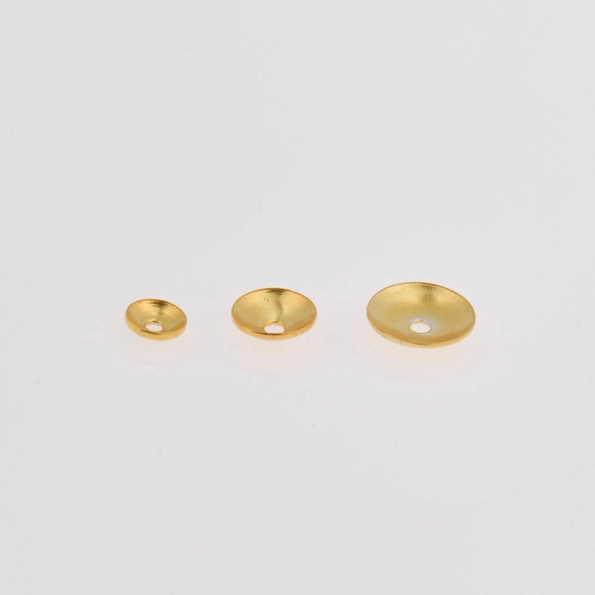 24K Gold Vermeil Plain Round Bead Caps, Gold Plated Shiny Round Bead Caps, 925 Silver Spacer Bead in Gold, Jewelry Making Supply, VM15ABC