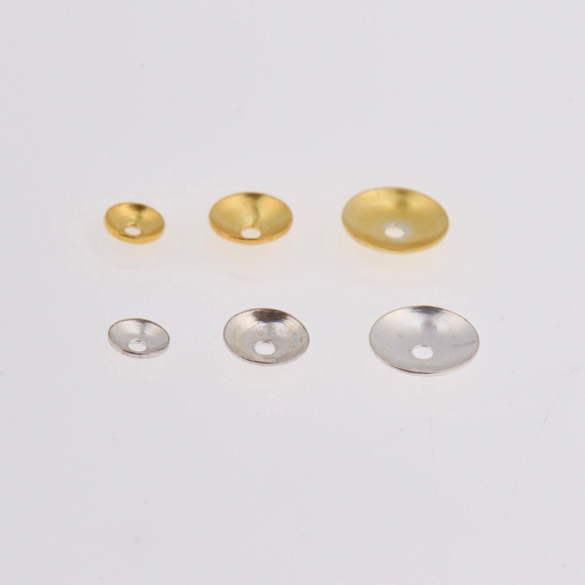 925 Sterling Silver & 24K Gold Vermeil Plain Round Bead Caps, Shiny Round Bead Caps, Round Spacer Bead Caps, Jewelry Making, V/M15A-B-C