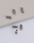 925 Sterling Silver Tube Beads, Antique Silver Coiled Tube Beads, Spacer Tube Beads, Oxidized Silver Tube Beads For Jewelry Making, M17