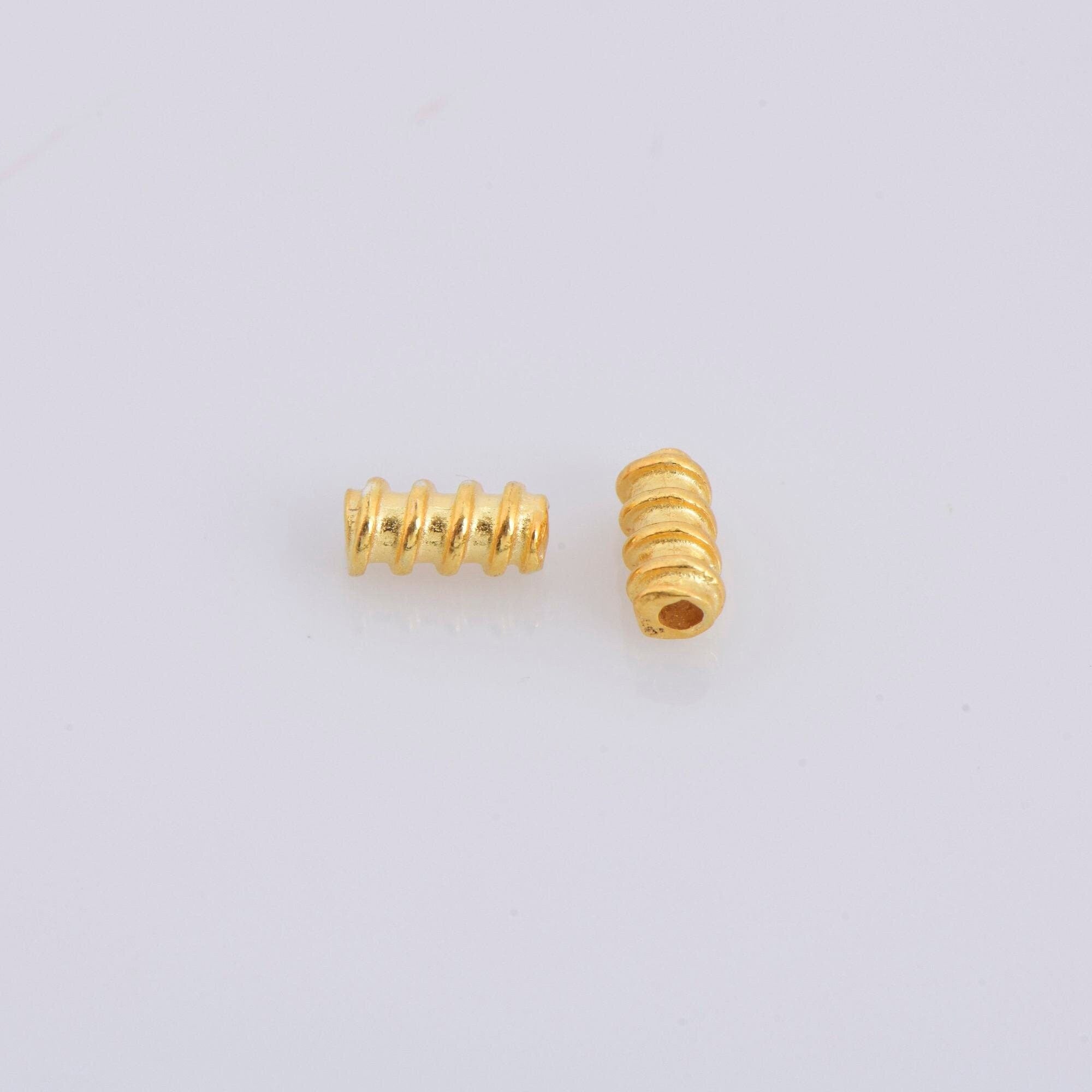 24K Gold Vermeil Tube Beads, 24K Gold Plated Coiled Tube Beads, Spacer Tube Beads, 925 Silver Tube Beads For Jewelry Making, VM17