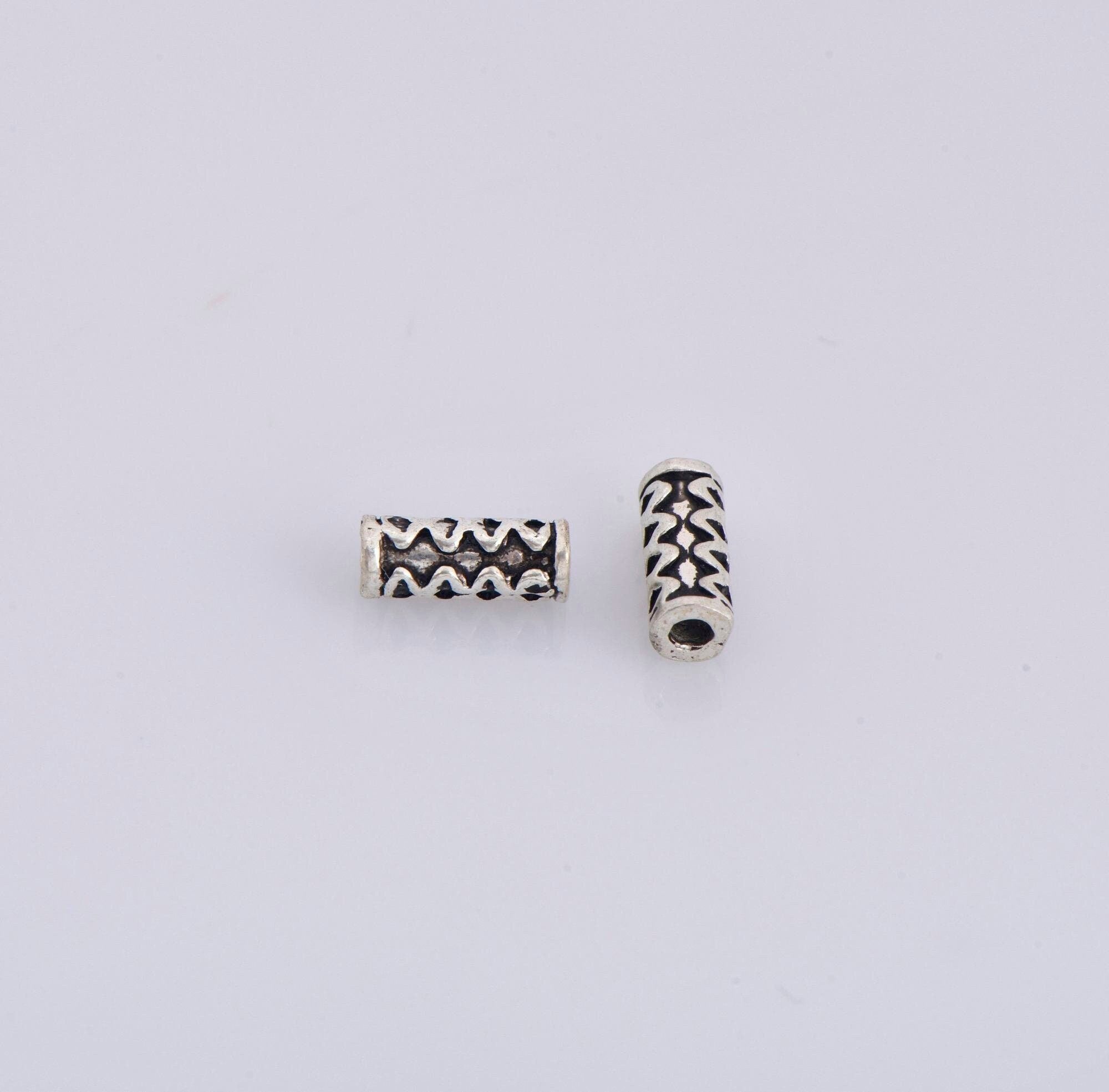 925 Sterling Silver Tube Beads, Antique Silver Tribal Tube Beads, Spiral Tube Beads, Oxidized Silver Tube Beads For Jewelry Making, M18