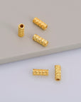 24K Gold Vermeil Tube Beads, 24K Gold Plated Tribal Tube Beads, 925 Silver Spiral Tube Beads, Silver Tube Beads For Jewelry Making, VM18