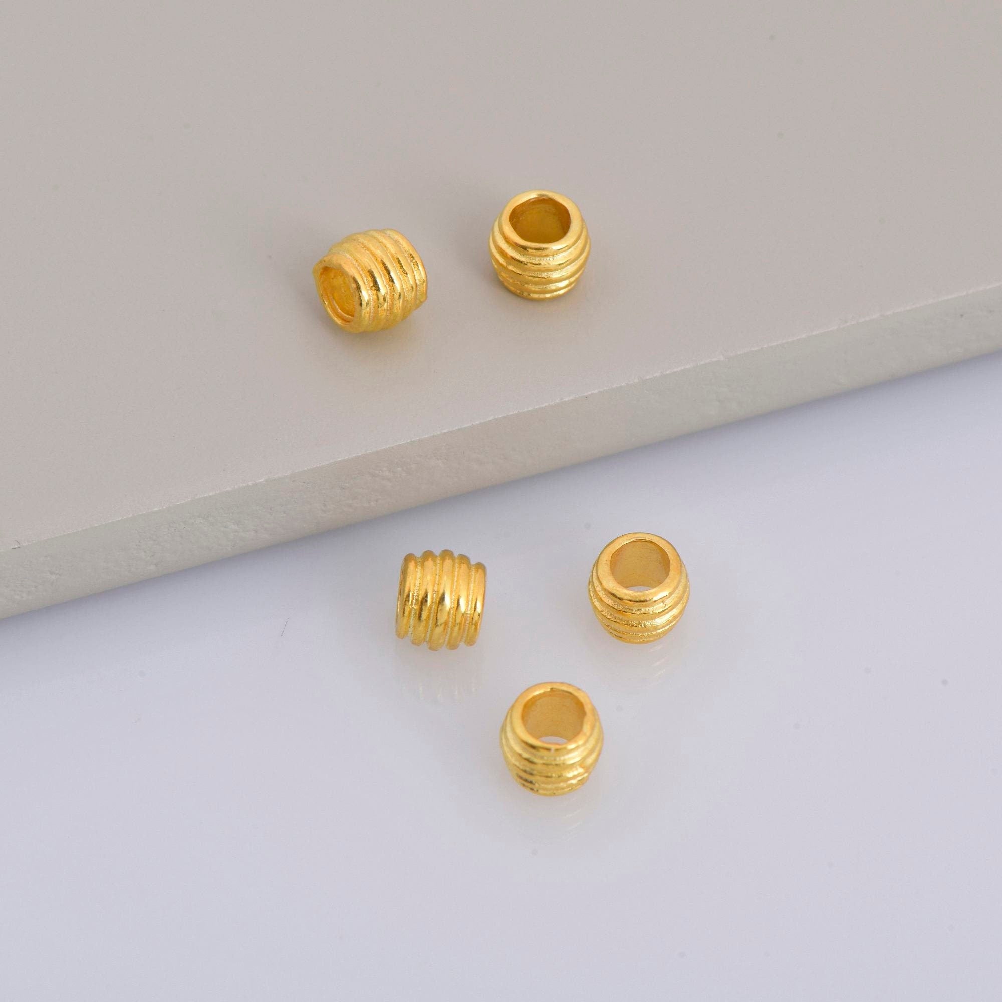24K Gold Vermeil Tube Beads, Gold Plated Coiled Tube Beads, 925 Silver Spacer Tube Beads in Gold, Silver Tube Beads For Jewelry Making, VM19