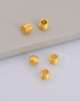 24K Gold Vermeil Tube Beads, Gold Plated Coiled Tube Beads, 925 Silver Spacer Tube Beads in Gold, Silver Tube Beads For Jewelry Making, VM19