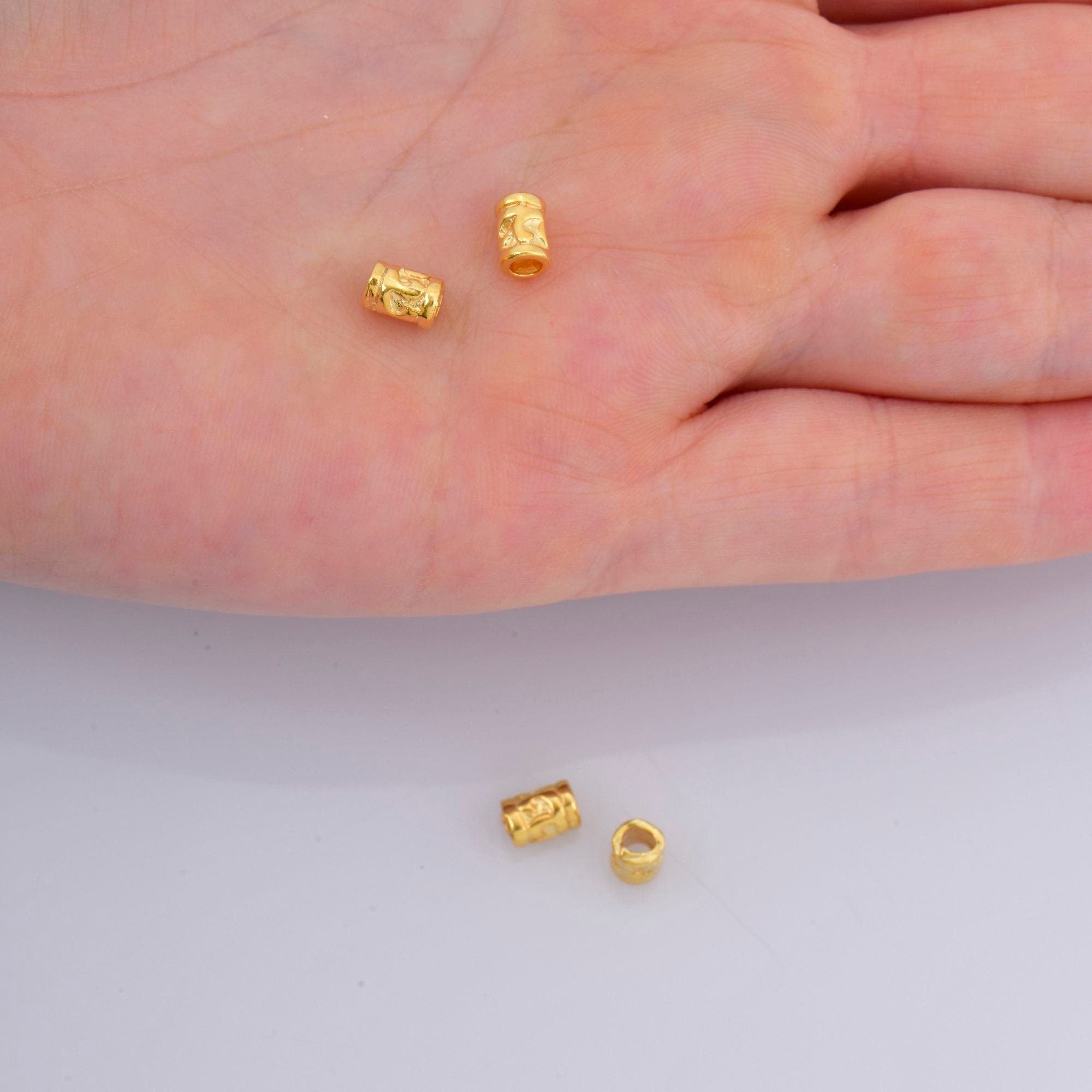 24K Gold Vermeil Tube Beads, Gold Plated Tube Beads, 925 Silver Spacer Tube Beads in 24K, Silver Tube Beads, Jewelry Making Supply, VM20