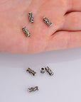925 Sterling Silver Tube Beads, Antique Silver Flower Tube Beads, Spacer Tube Beads, Oxidized Silver Tube Beads For Jewelry Making, M21