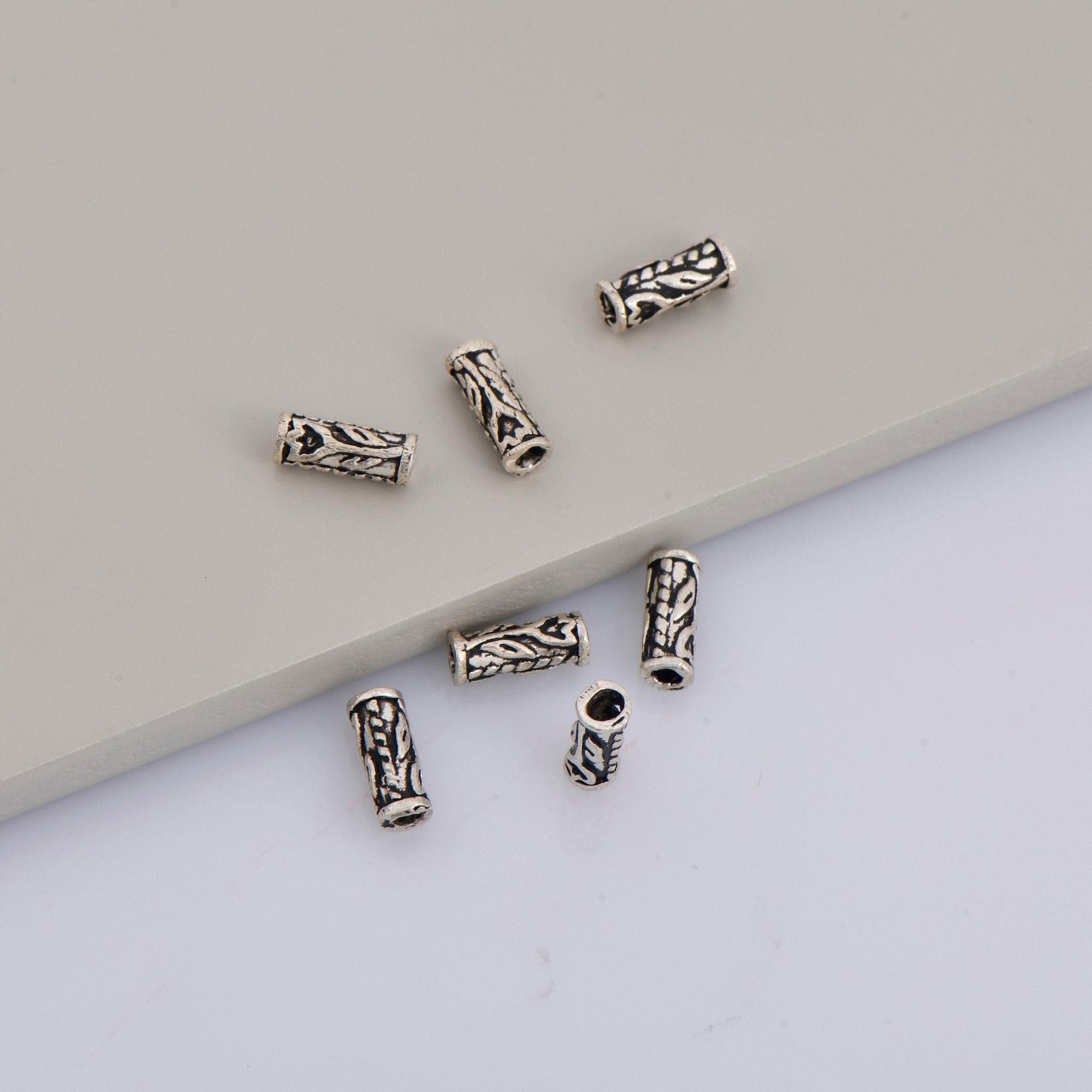 24K Gold Vermeil & 925 Silver Tube Beads, Gold Plated Flower Tube Beads, Spacer Tube Beads, Silver Tube Beads For Jewelry Making, M/VM21