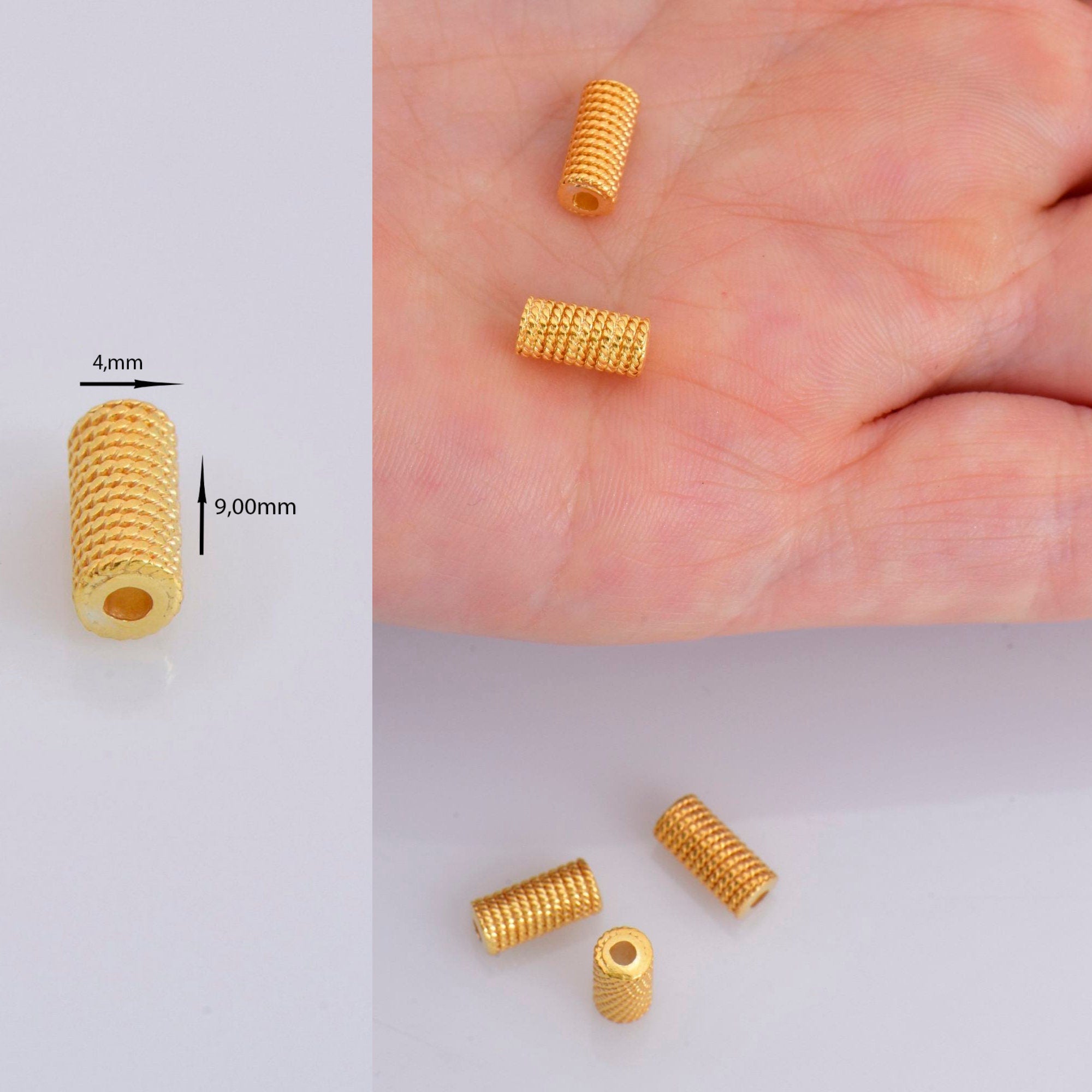 24K Gold Vermeil & 925 Sterling Silver Tube Beads, Antique Silver Tube Beads, Gold Spacer Tube Beads, Oxidized Tube Beads, M/VM25