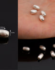 925 Sterling Silver Corrugated Oval Beads, Solid Seamless Oval Beads, Silver Olive Shape Beads, Barrel Shape Jewelry Craft Supplies, M4 A-E
