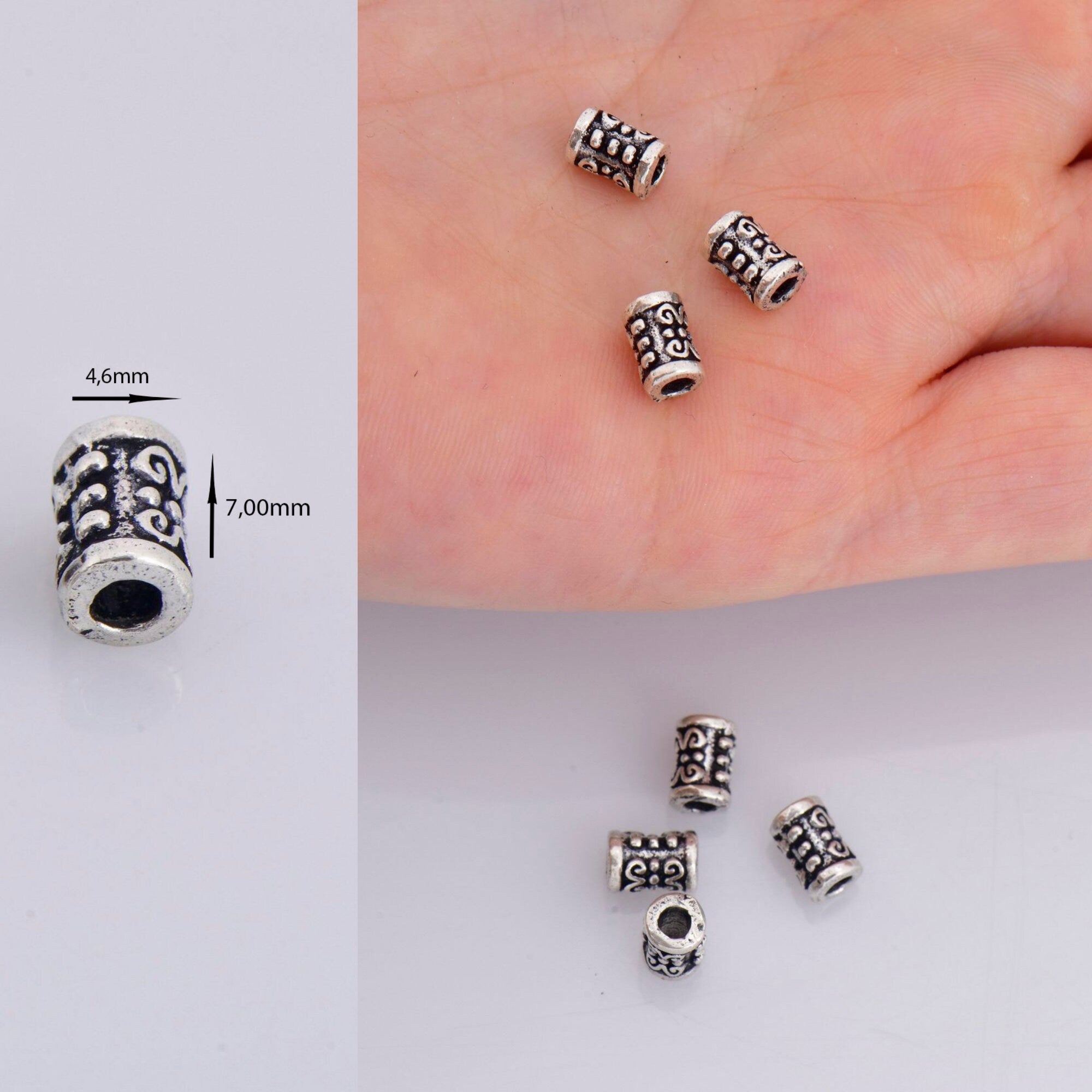 24K Gold Vermeil & 925 Silver Tube Beads, Silver Tube Beads in Gold, Antique Silver Spacer Tube Beads, Tube Beads For Jewelry Making,V/M24