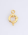 24K Gold Vermeil Spring Ring Clasp, 925 Solid Silver Spring Clasps with Open Loop, Gold Plated Trigger Spring Clasp, Jewelry Findings, VM53A