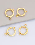 24K Gold Vermeil Spring Ring Clasp, 925 Solid Silver Spring Clasps with Open Loop, Gold Plated Trigger Spring Clasp, Jewelry Findings, VM53D