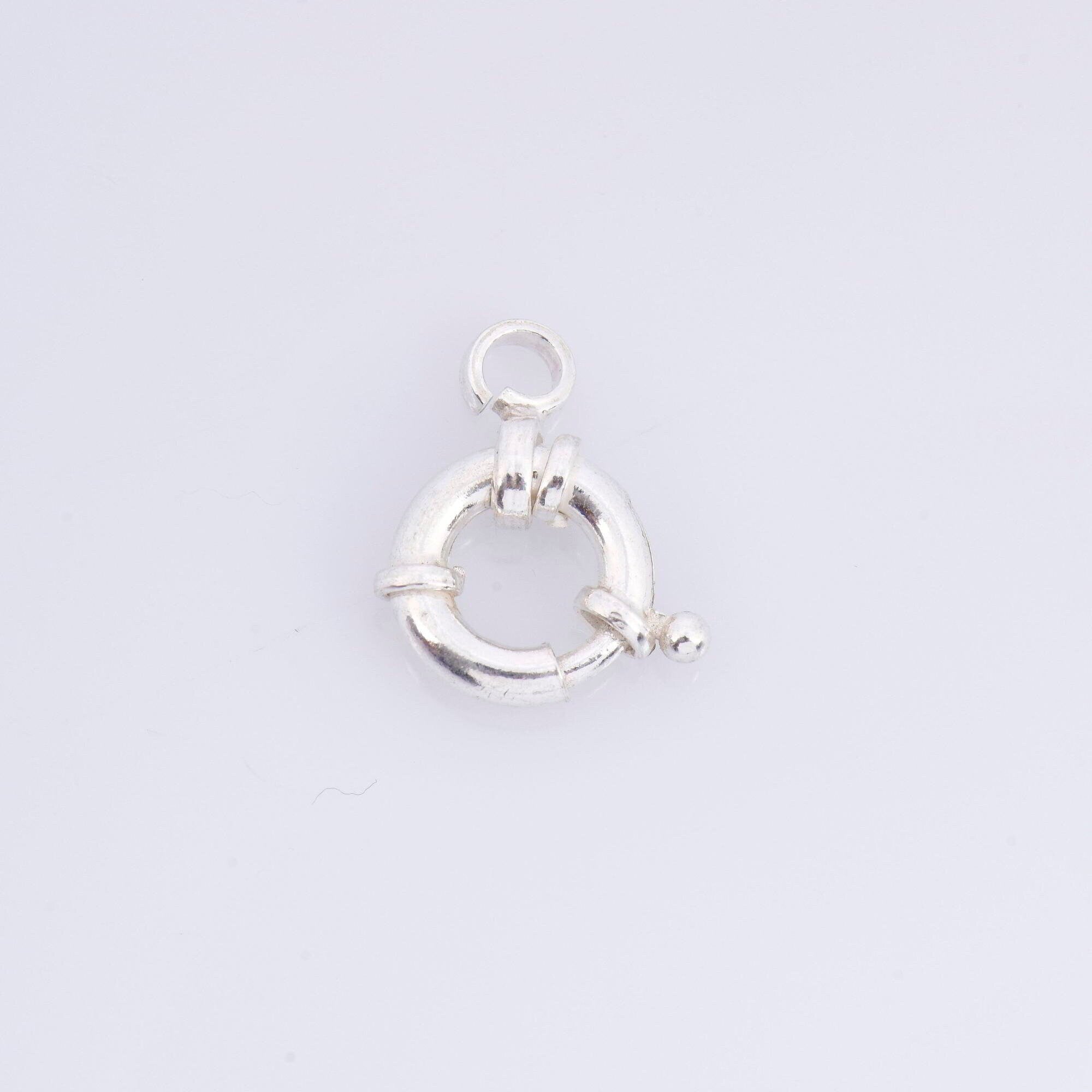925 Sterling Silver Spring Ring Clasp, Solid Silver Spring Clasps with Open Loop, Silver Trigger Spring Clasp, Jewelry Making Findings, M53A