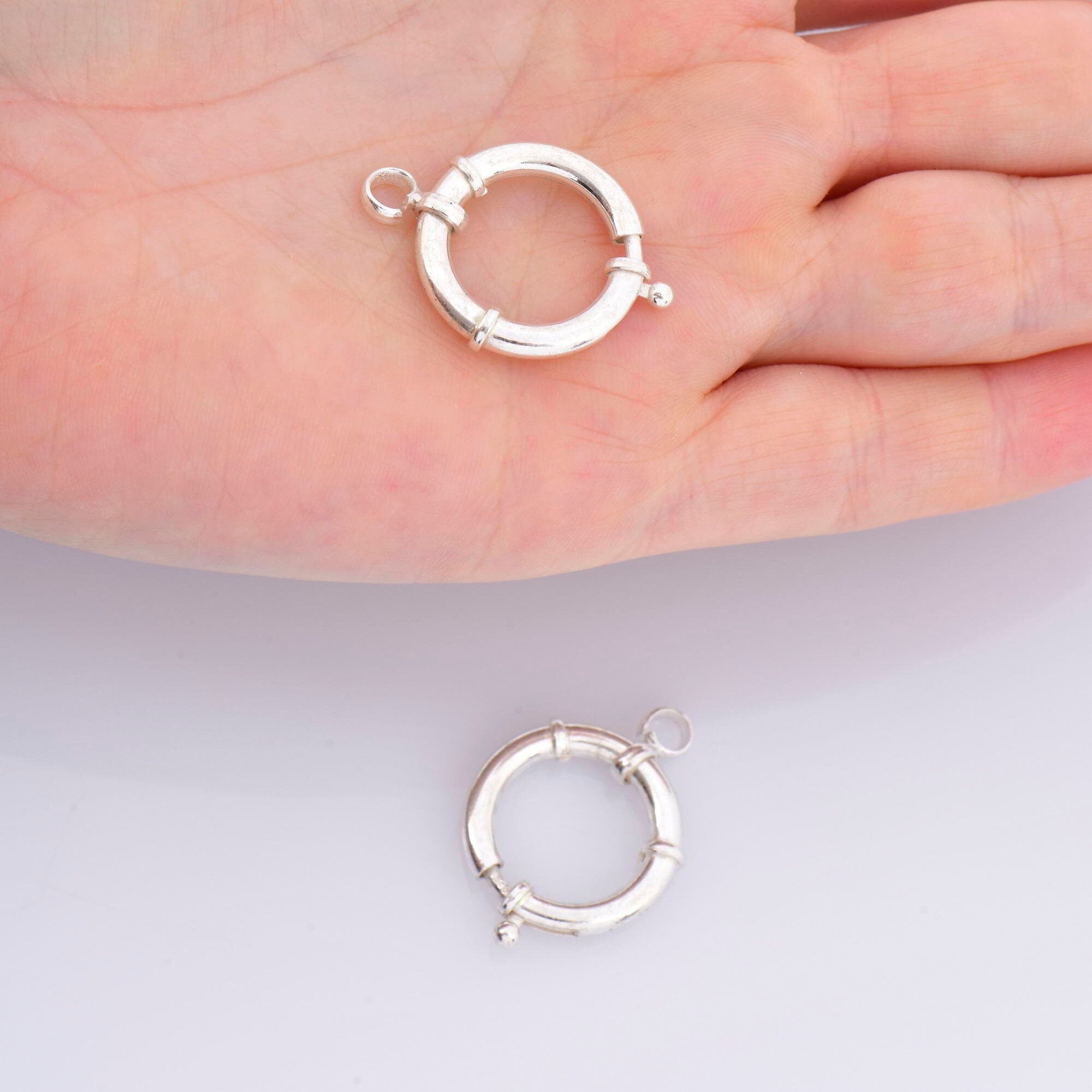 925 Sterling Silver Spring Ring Clasp, Solid Silver Spring Clasps with Open Loop, Silver Trigger Spring Clasp, Jewelry Making Findings, M53D
