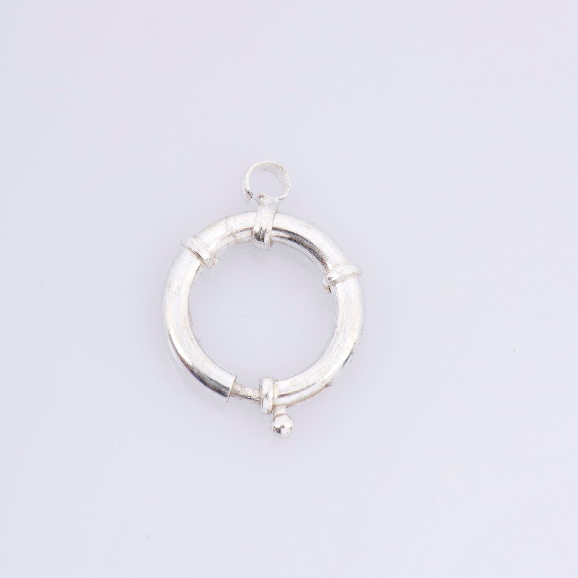 925 Sterling Silver Spring Ring Clasp, Solid Silver Spring Clasps with Open Loop, Silver Trigger Spring Clasp, Jewelry Making Findings, M53D