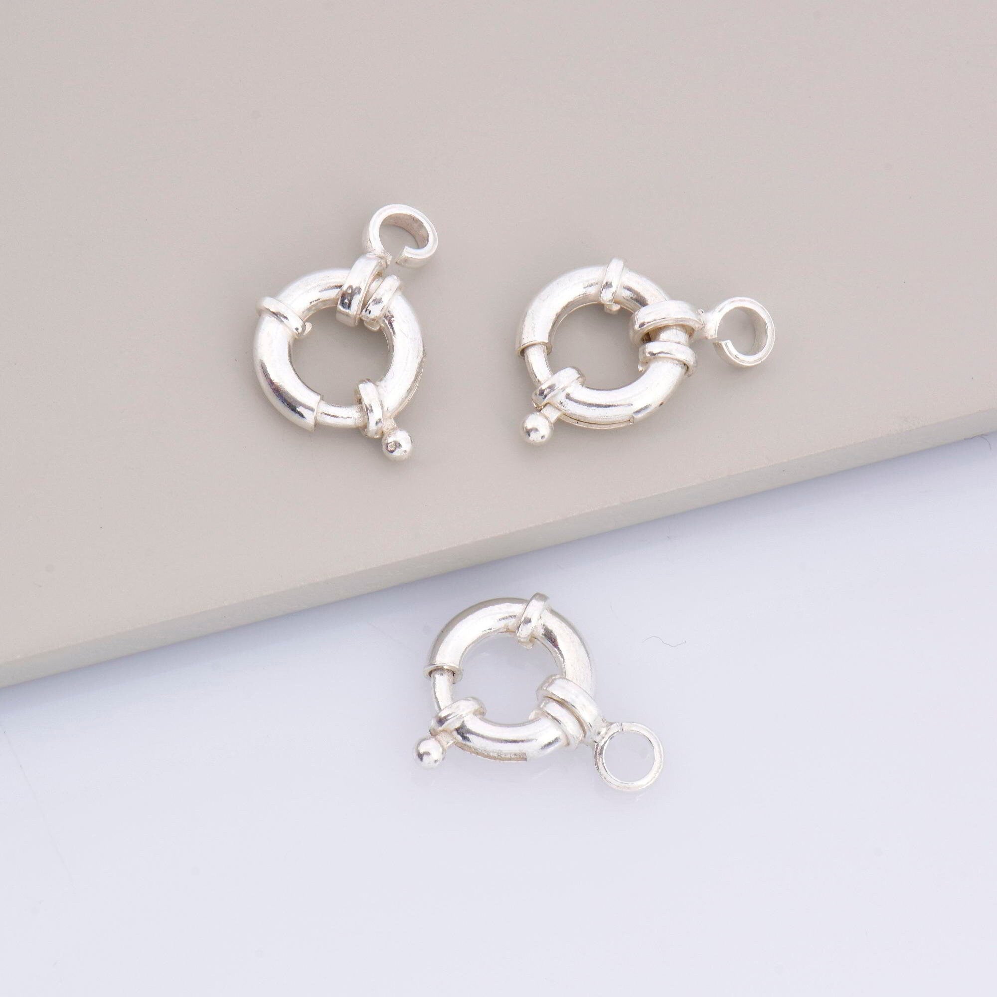 925 Sterling Silver Spring Ring Clasp, Solid Silver Spring Clasps with Open Loop, Silver Trigger Spring Clasp, Jewelry Findings, M53A-B-C-D