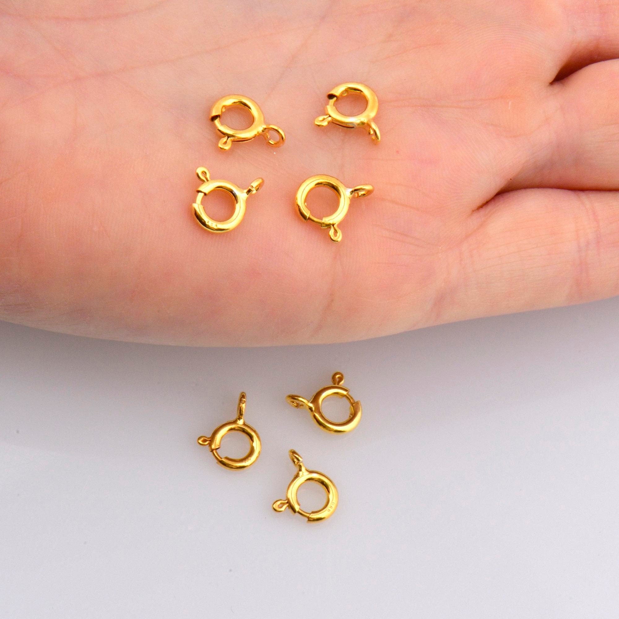 24K Gold Vermeil Round Clasps, 925 Solid Silver Round Trigger Clasp, Gold Plated Round Spring Clasp, Jewelry Supply, Jewelry Findings, VM56C