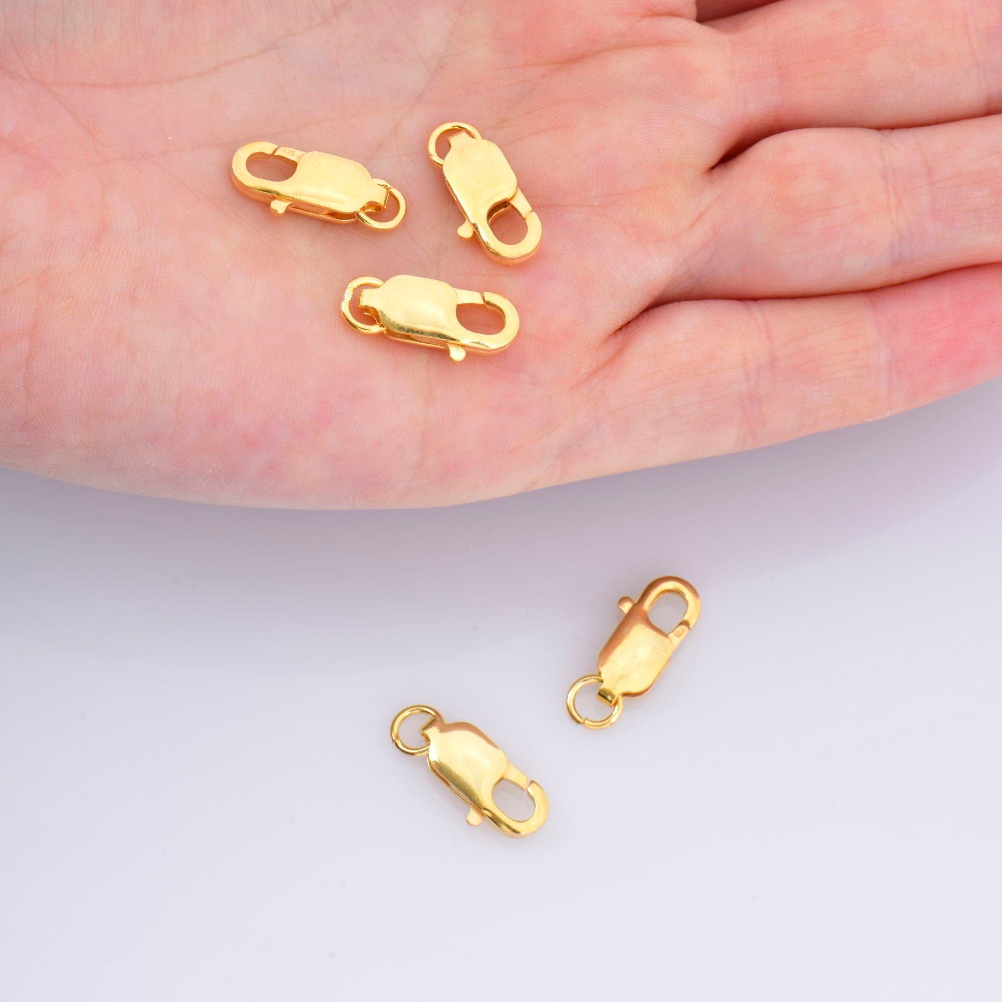 24K Gold Vermeil Lobster Clasp, 925 Solid Silver Trigger Clasp, Gold Plated Spring Clasp, Jewelry Supplies, Jewelry Making Findings, VM55C